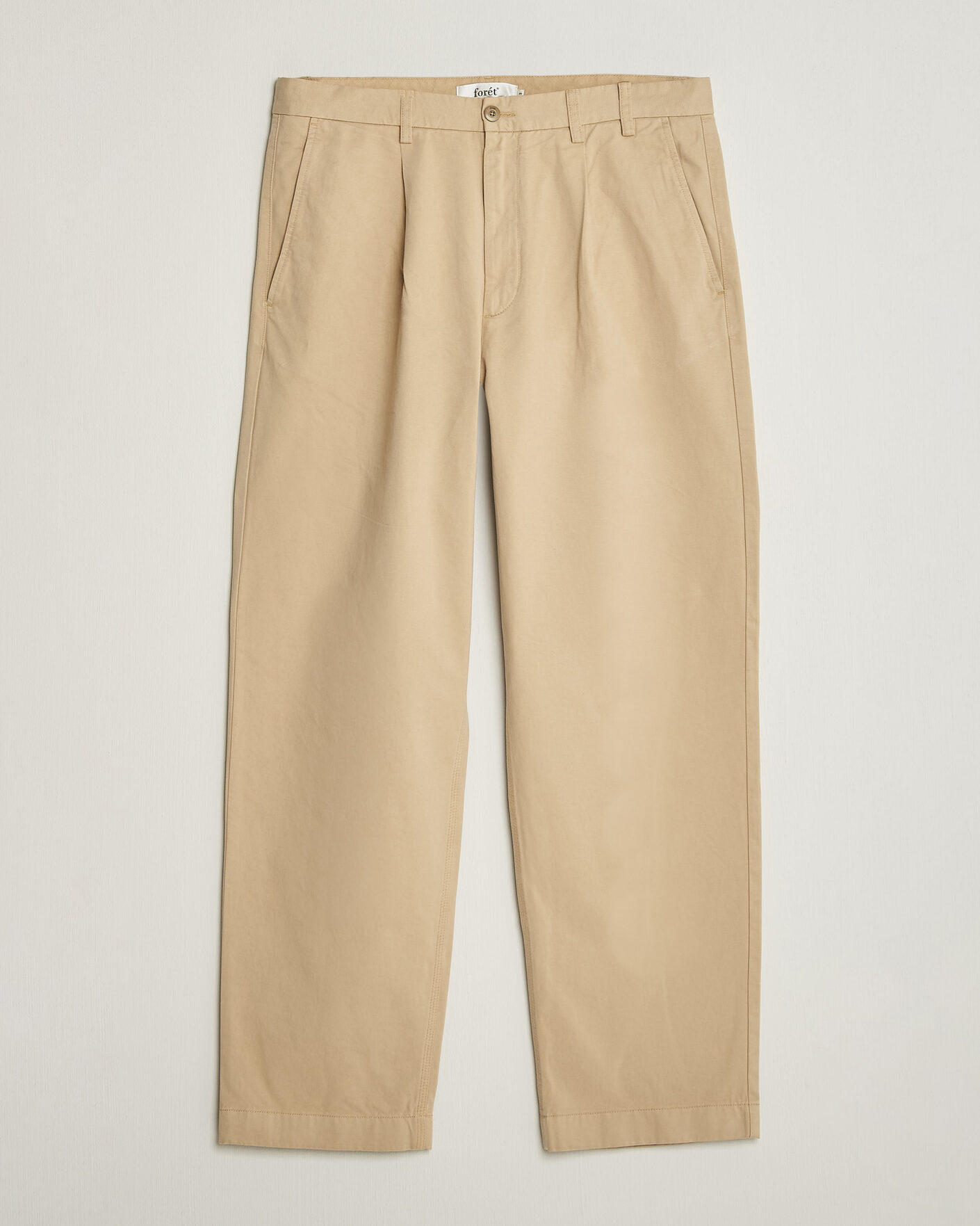Uomini | Pantaloni | Forét | Writer Relaxed Fit Pleated Pants Uniform Khaki