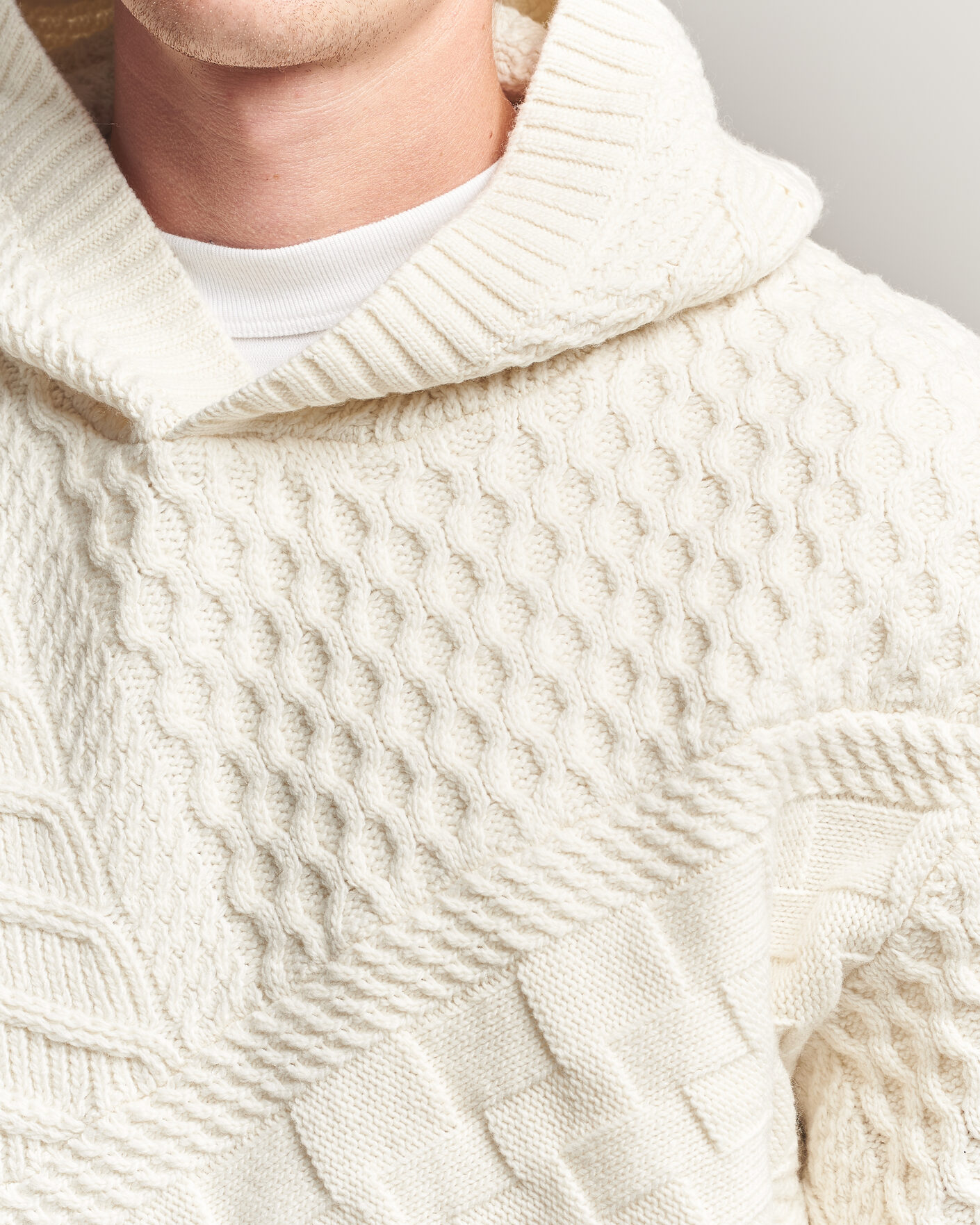 Uomini | Maglieria | J.Lindeberg | Savio Cable Knitted Hoodie Tofu