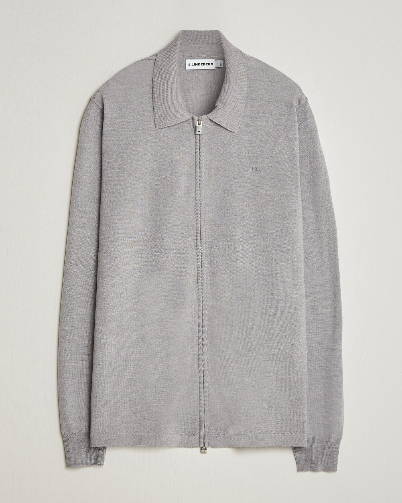 Uomini | Maglieria | J.Lindeberg | Kaleb Merino Full Zip Light Grey Melange