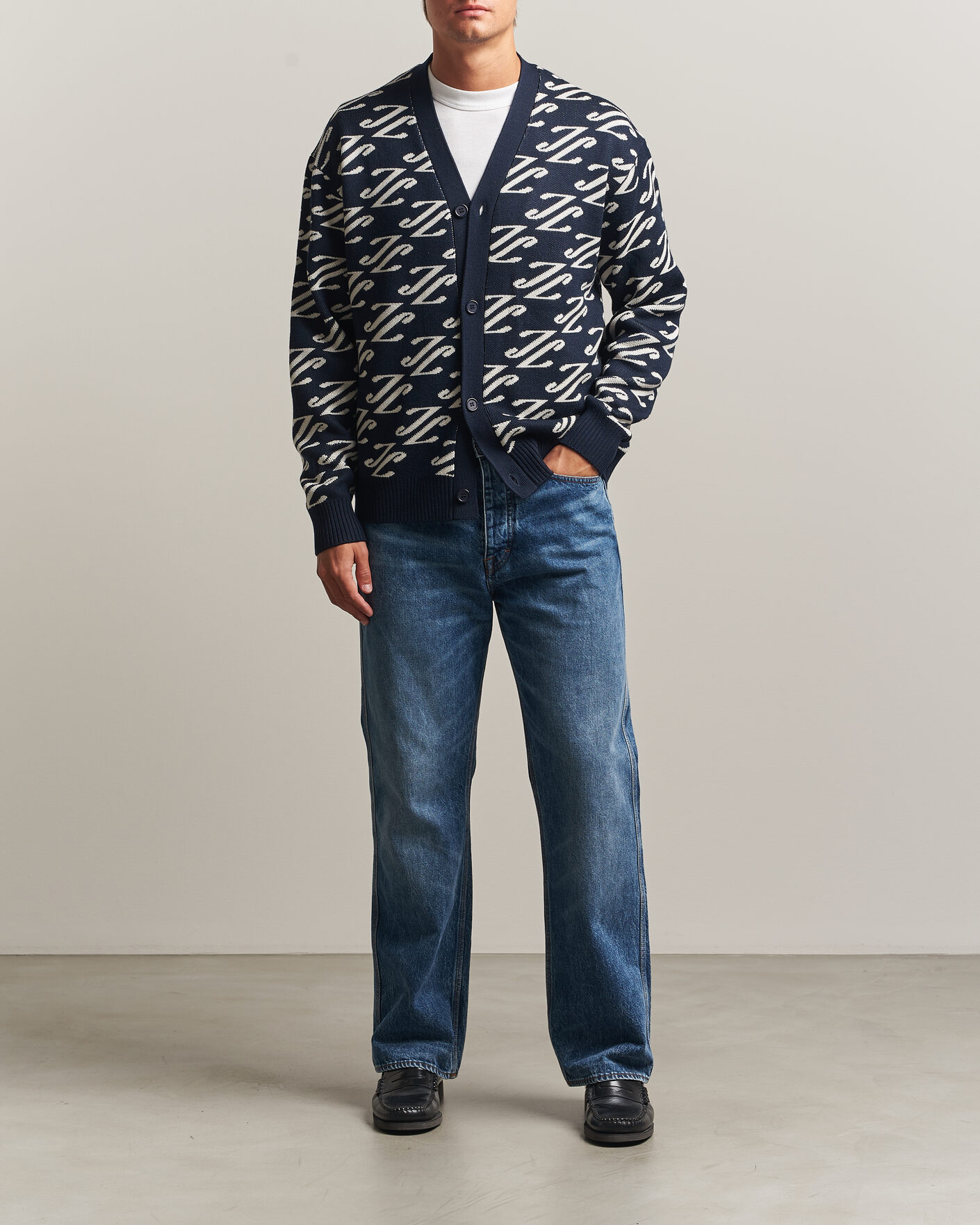 Uomini | Maglieria | J.Lindeberg | Denny Jacquard Cardigan JL Navy