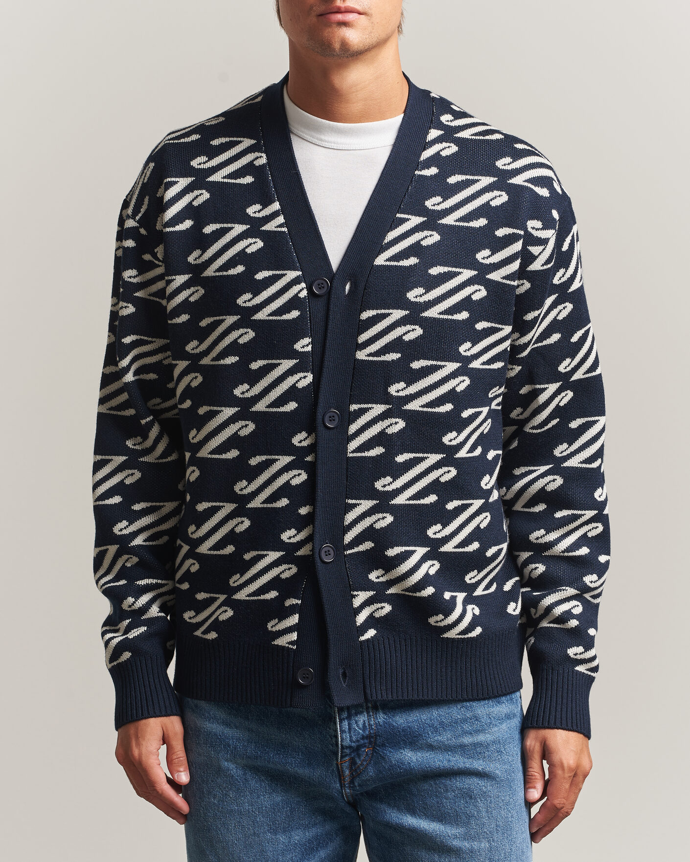 Uomini | Maglieria | J.Lindeberg | Denny Jacquard Cardigan JL Navy