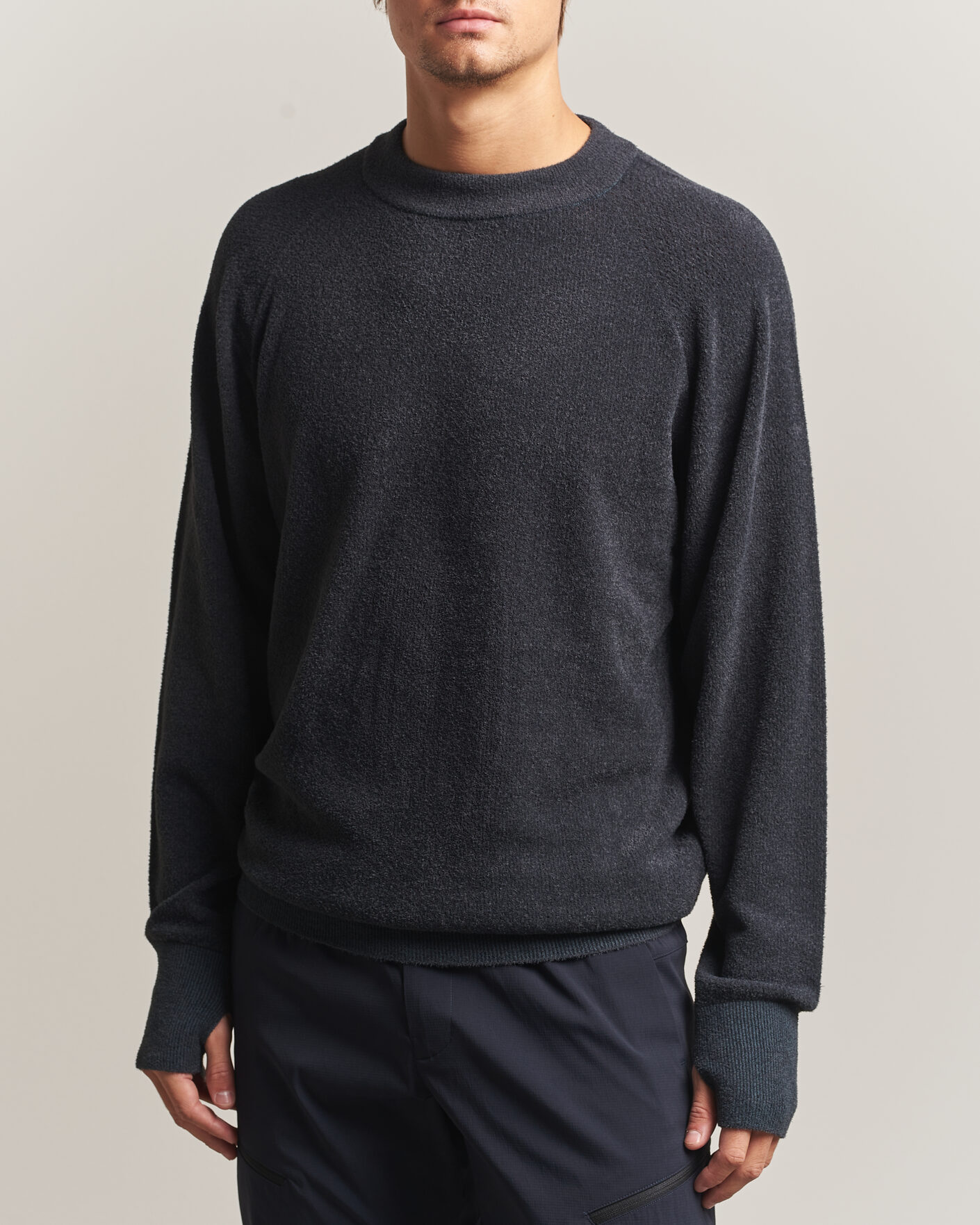 Uomini | Maglieria | Goldwin | Mesh Pile Crew Neck Wolf Gray
