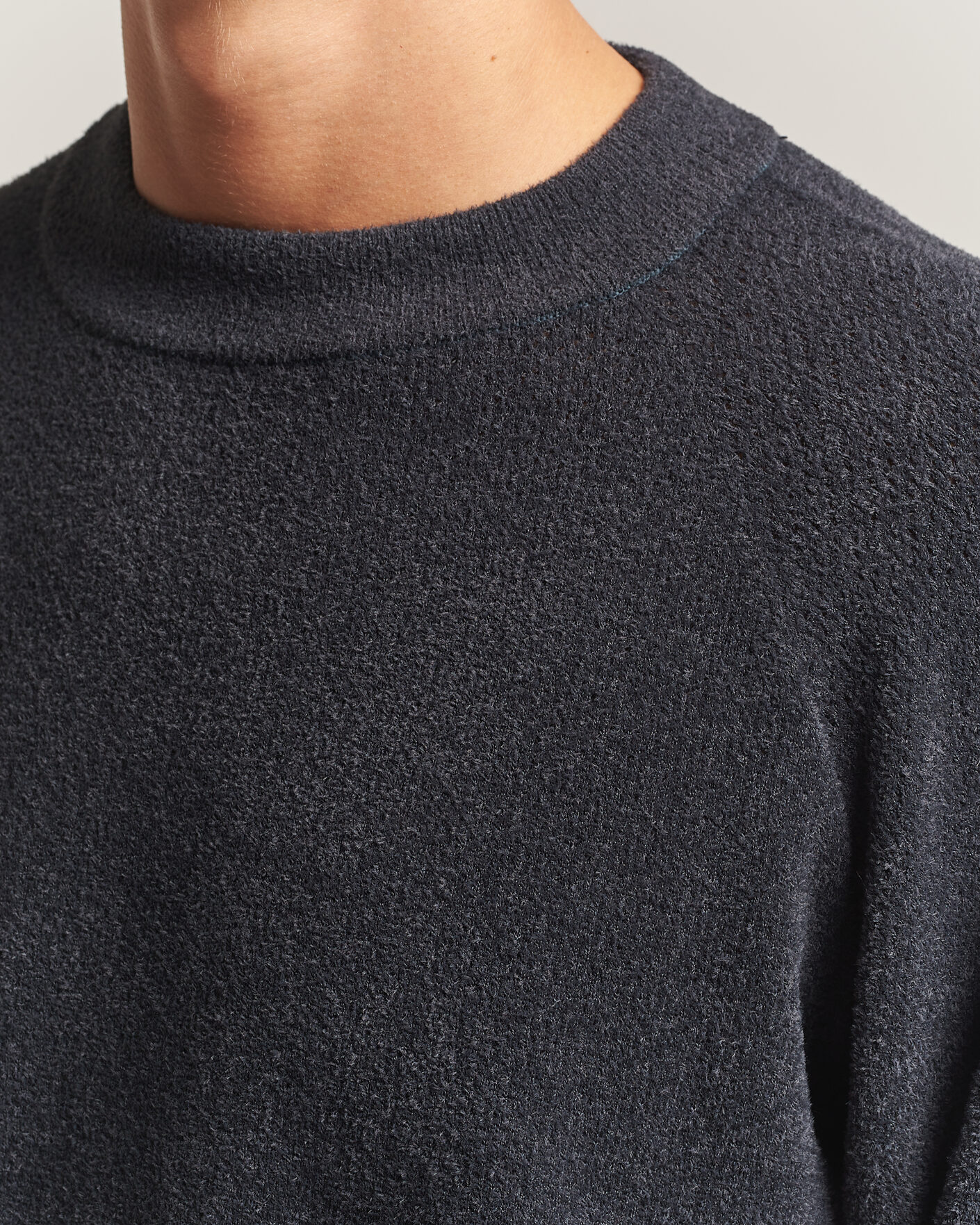 Uomini | Maglieria | Goldwin | Mesh Pile Crew Neck Wolf Gray