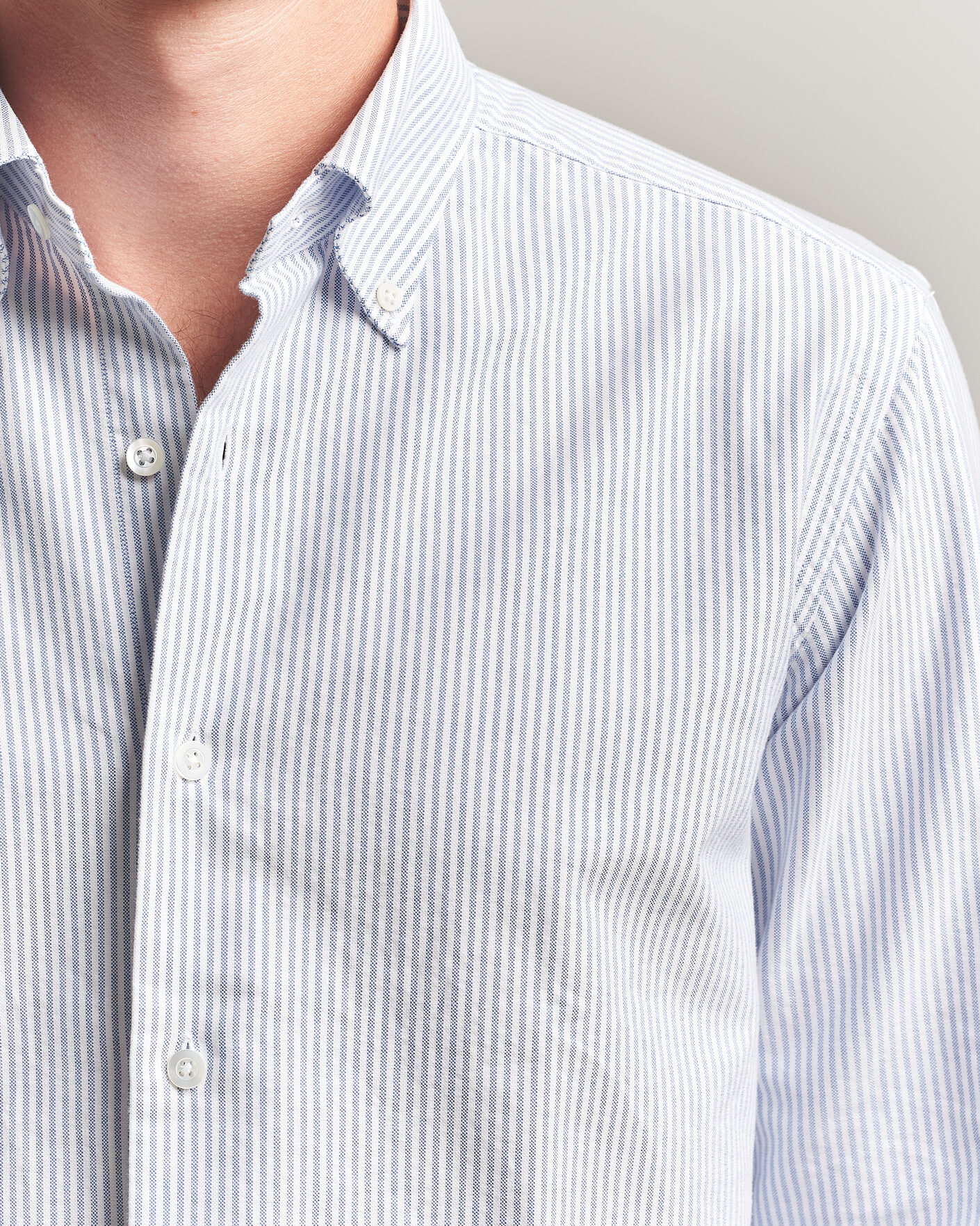 Uomini | Camicie | Grigio | Oxford Button Down Shirt Light Blue Stripe