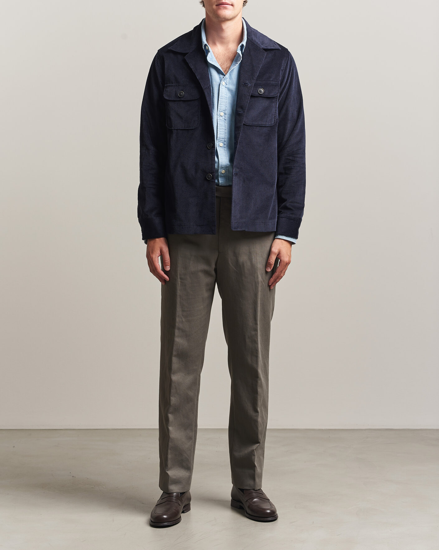 Uomini | Camicie | Grigio | Corduroy Overshirt Navy