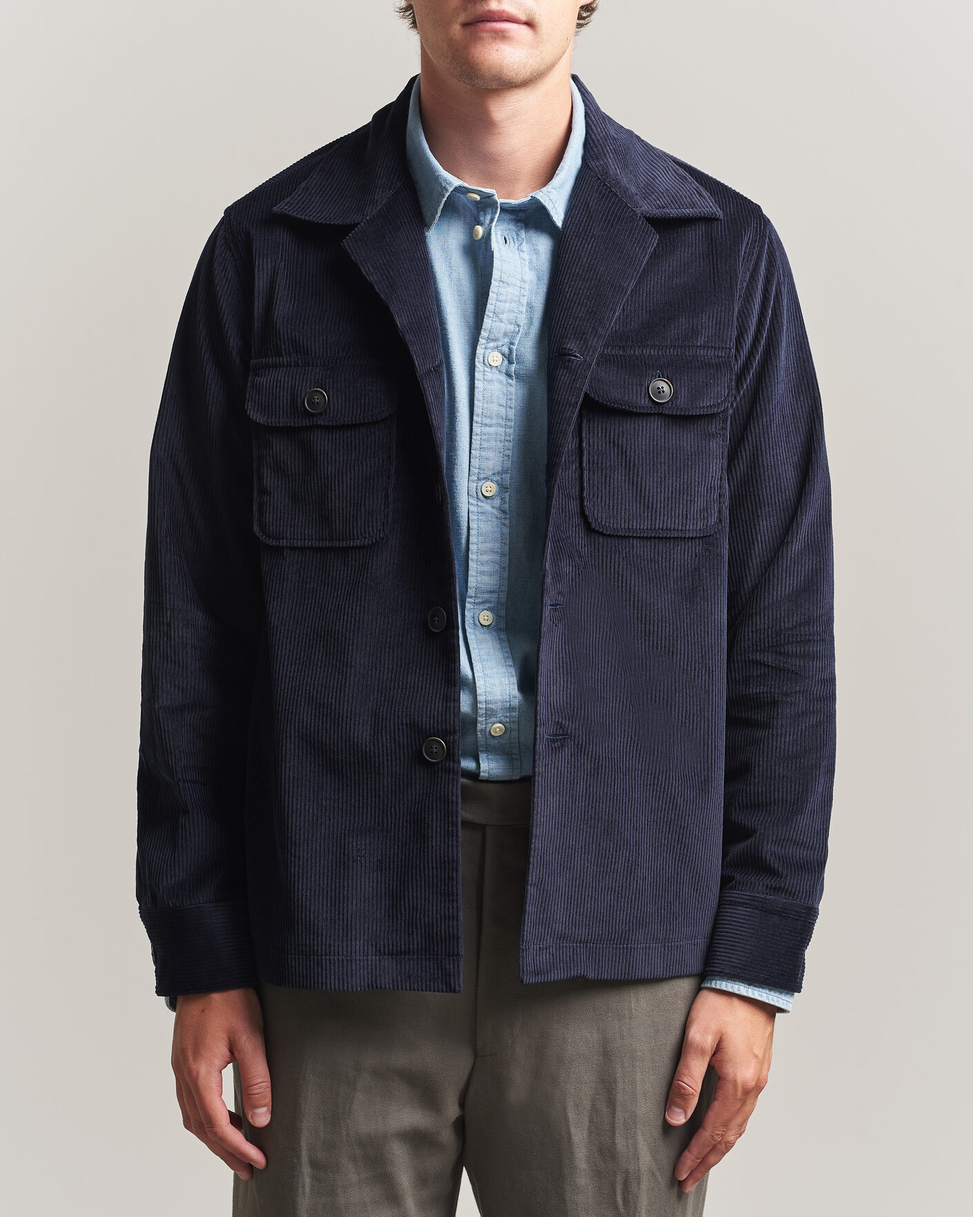 Uomini | Camicie | Grigio | Corduroy Overshirt Navy