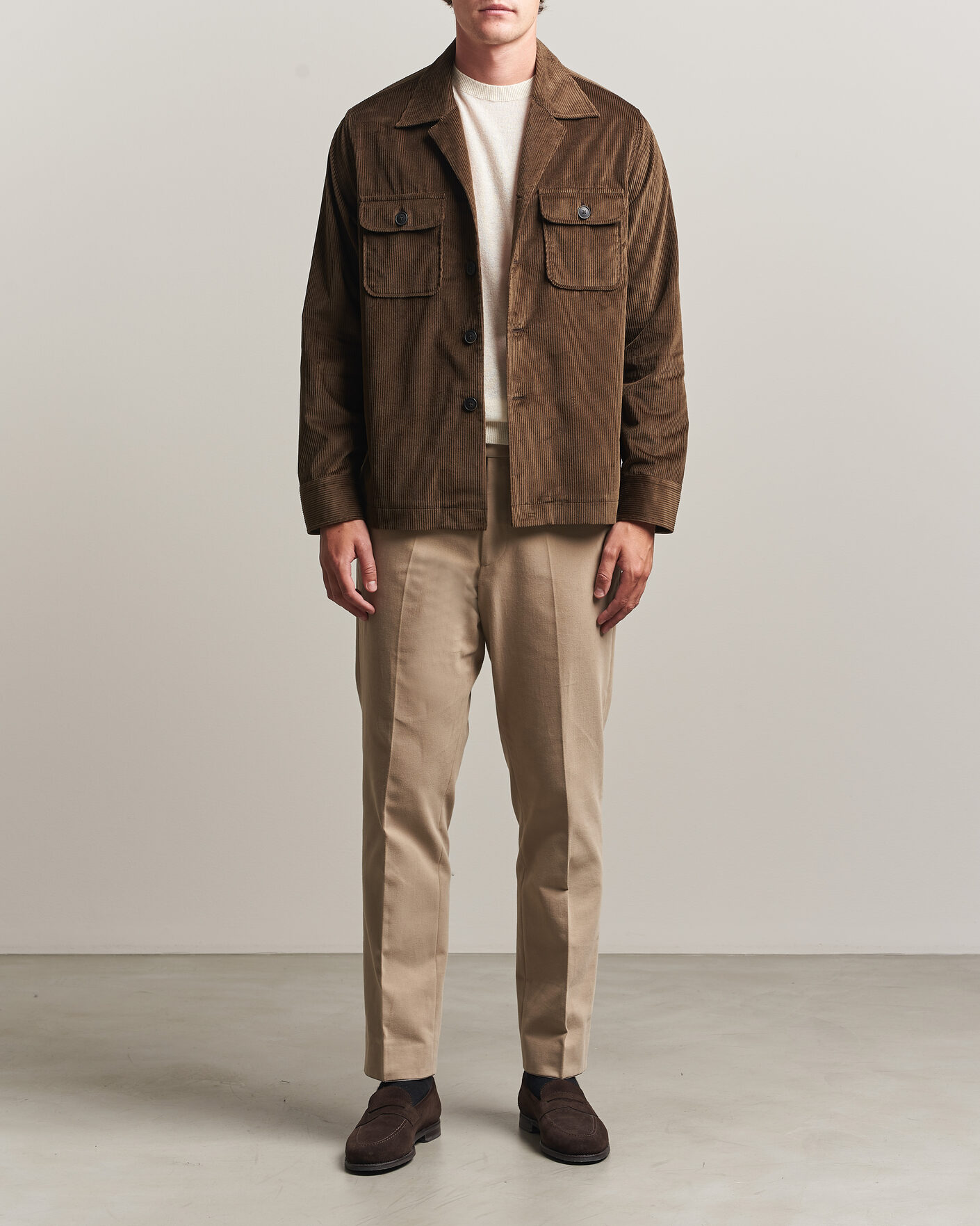 Uomini | Camicie | Grigio | Corduroy Overshirt Dark Brown