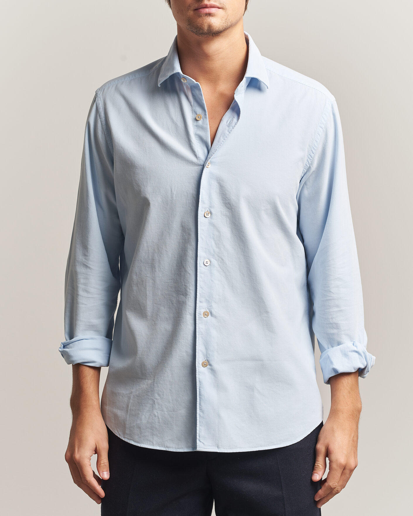 Uomini | Camicie | Grigio | Corduroy Shirt Light Blue