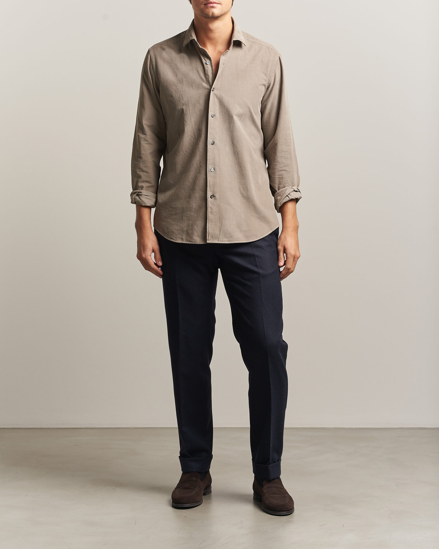 Uomini | Camicie | Grigio | Corduroy Shirt Beige