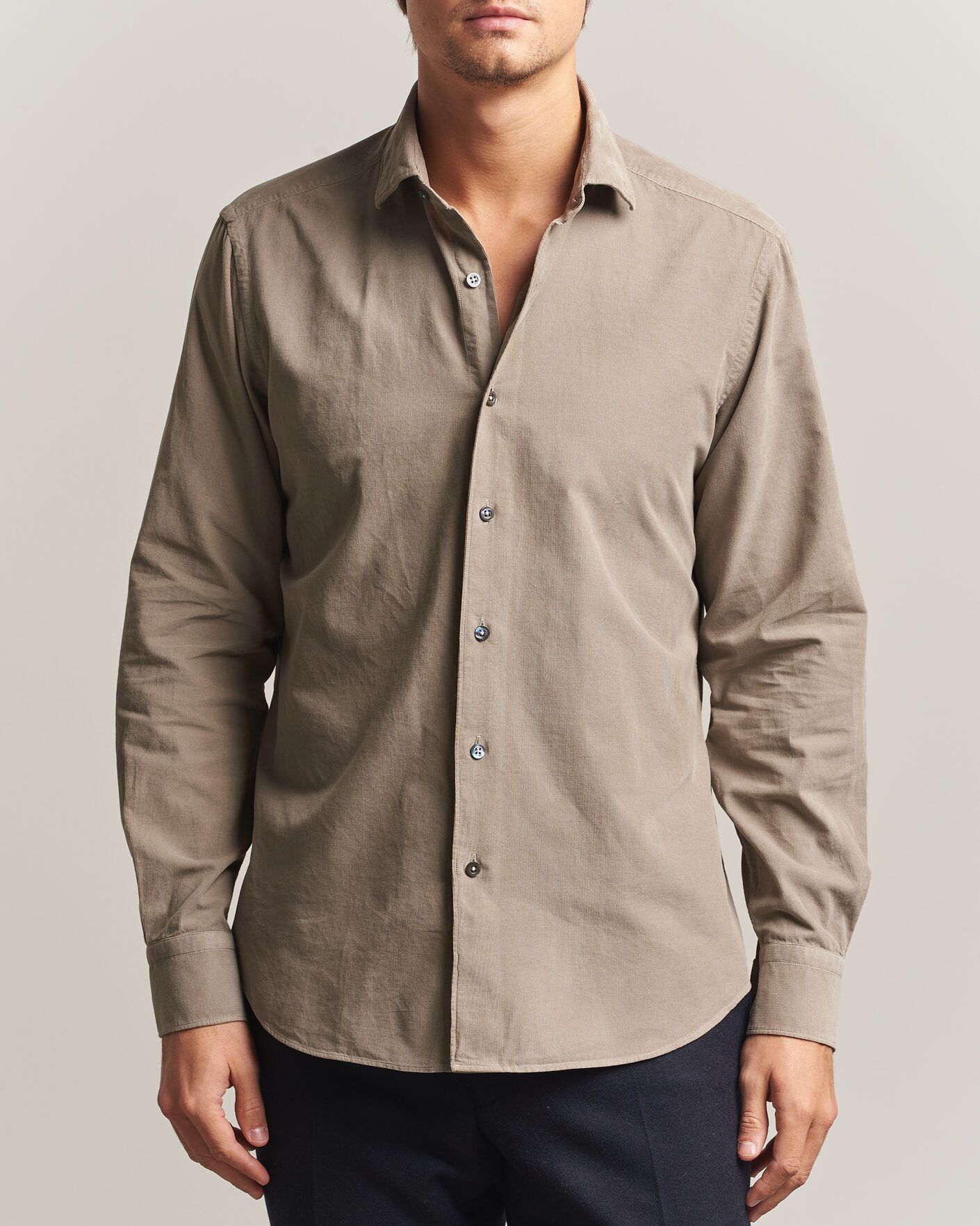 Uomini | Camicie | Grigio | Corduroy Shirt Beige