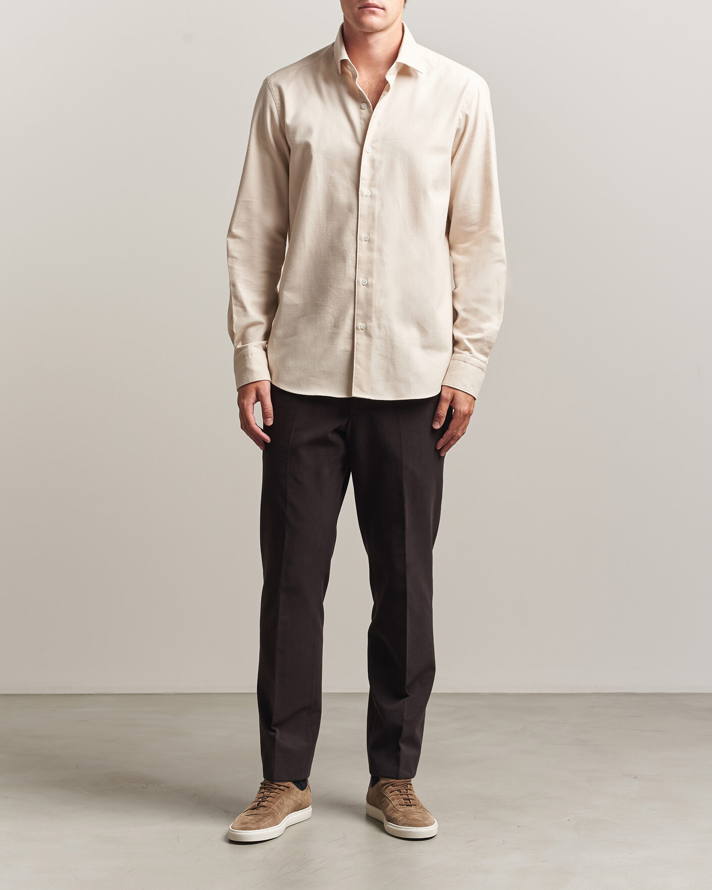 Uomini | Camicie | Grigio | Washed Flannel Shirt Off White
