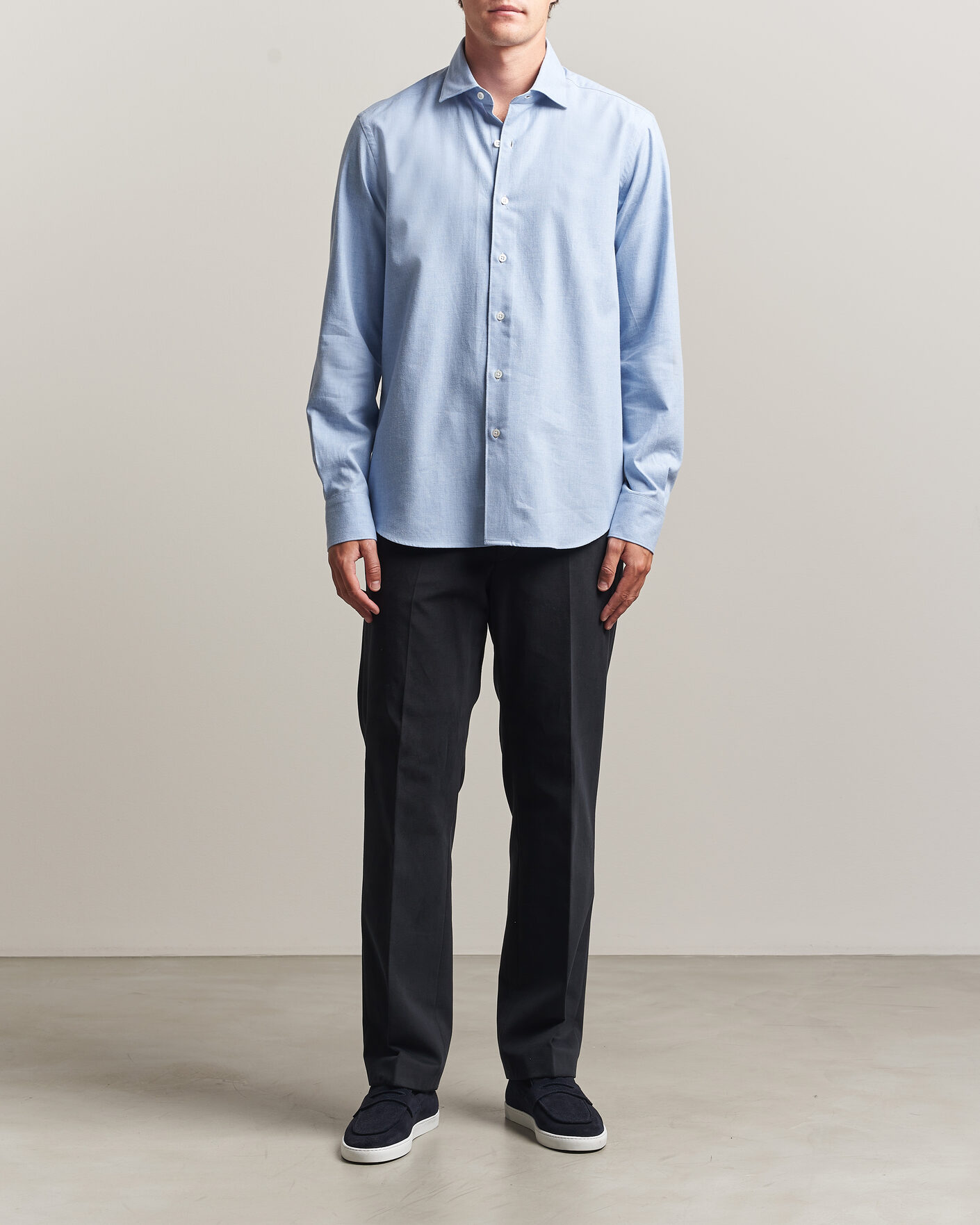 Uomini | Camicie | Grigio | Washed Flannel Shirt Light Blue