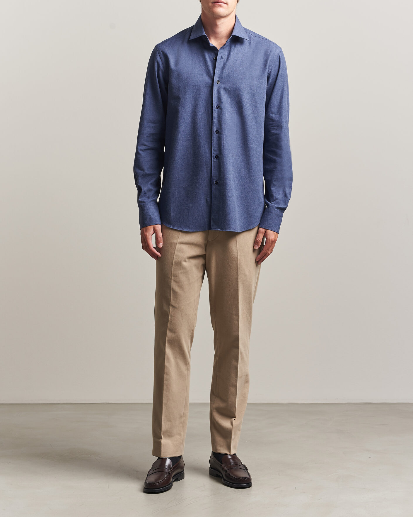 Uomini | Camicie | Grigio | Washed Flannel Shirt Navy