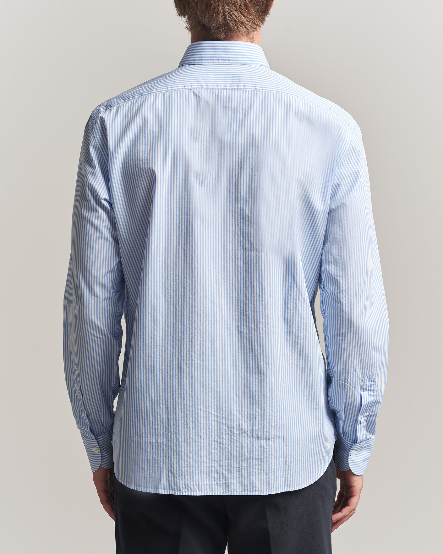 Uomini | Camicie | Grigio | Popeline Button Down Shirt Light Blue Stripe