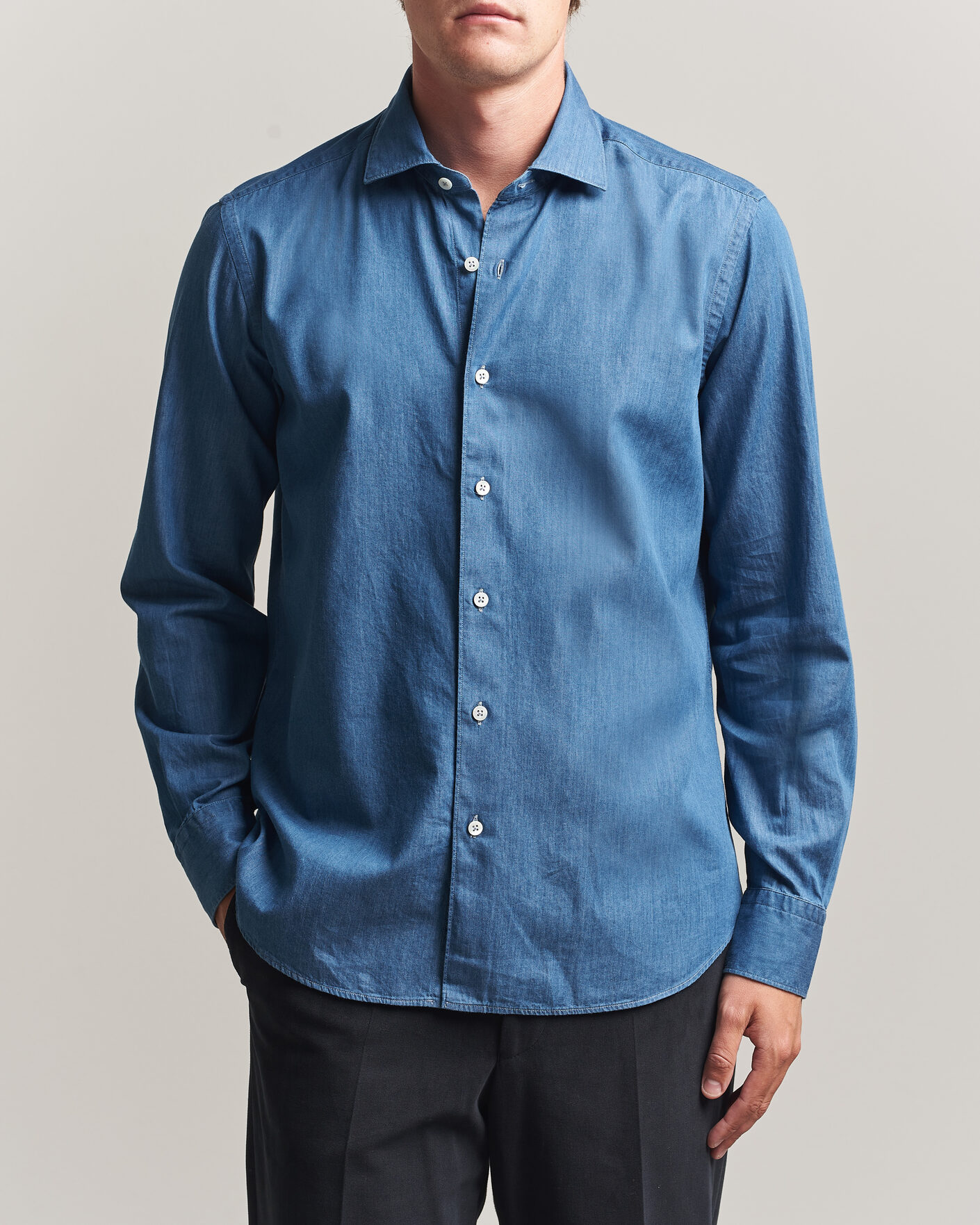Uomini | Camicie | Grigio | Denim Shirt Light Blue