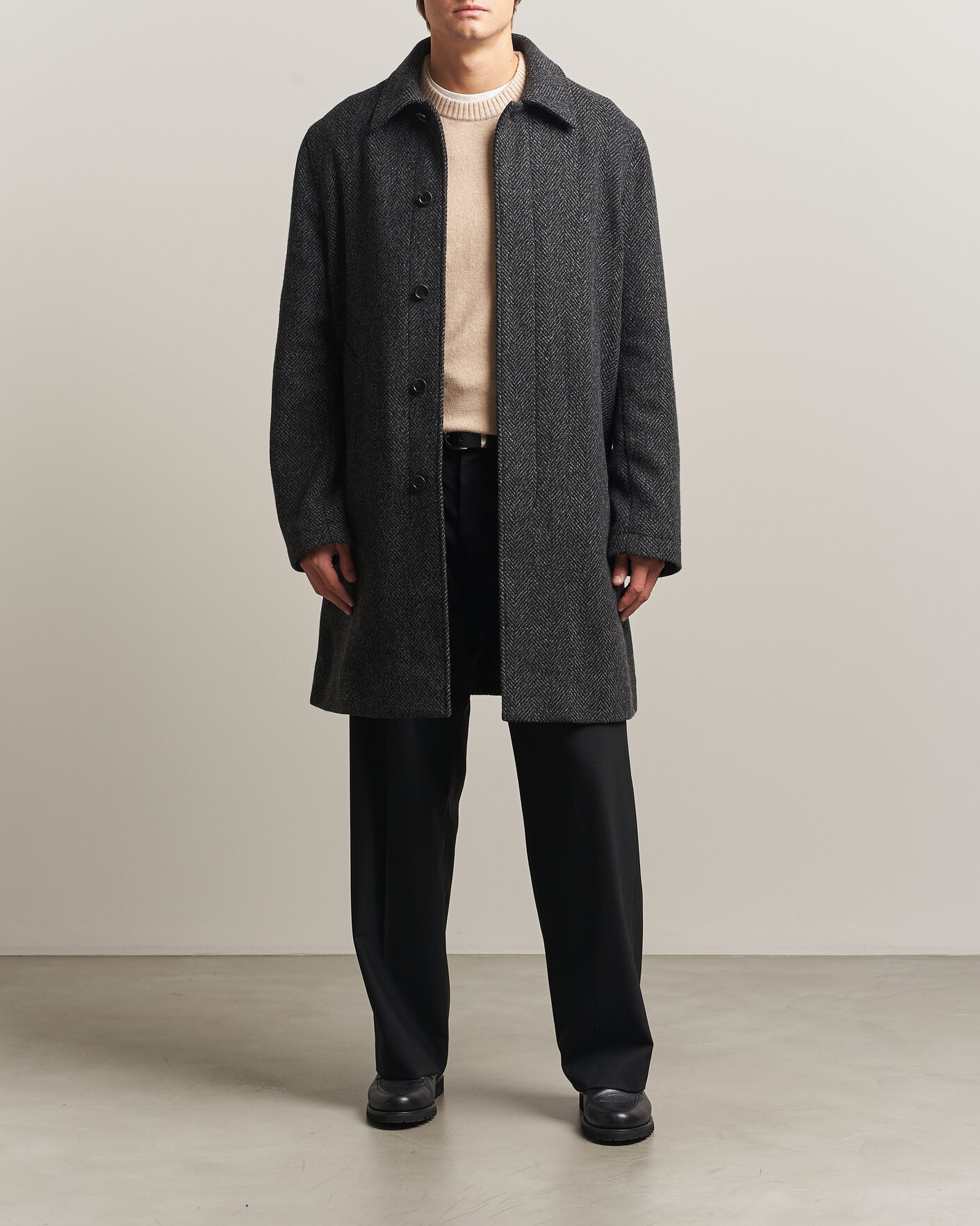 Uomini | Giacche | PS Paul Smith | Wool Herringbone Coat Black