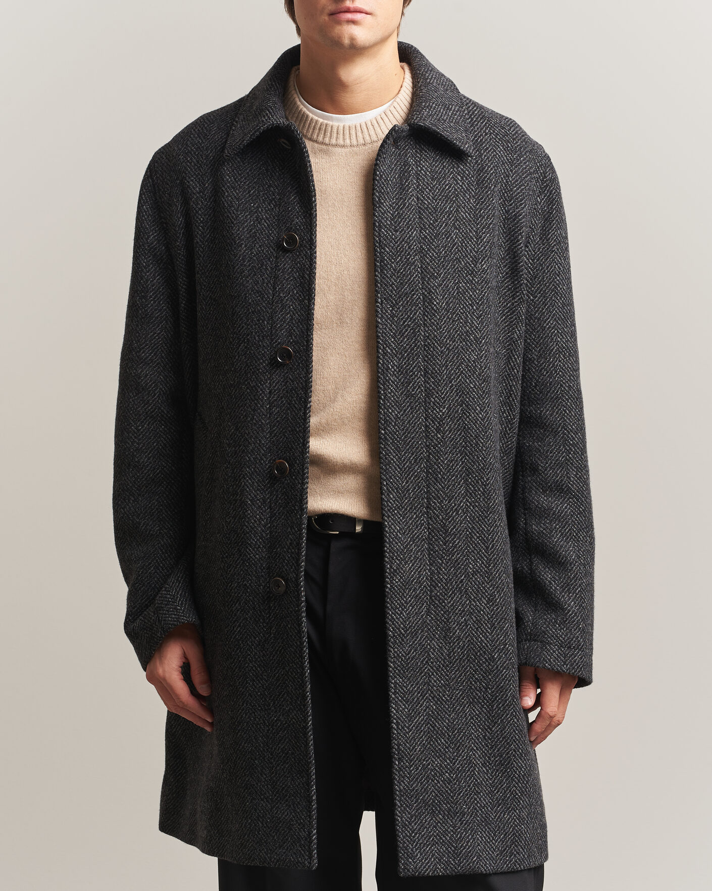 Uomini | Giacche | PS Paul Smith | Wool Herringbone Coat Black