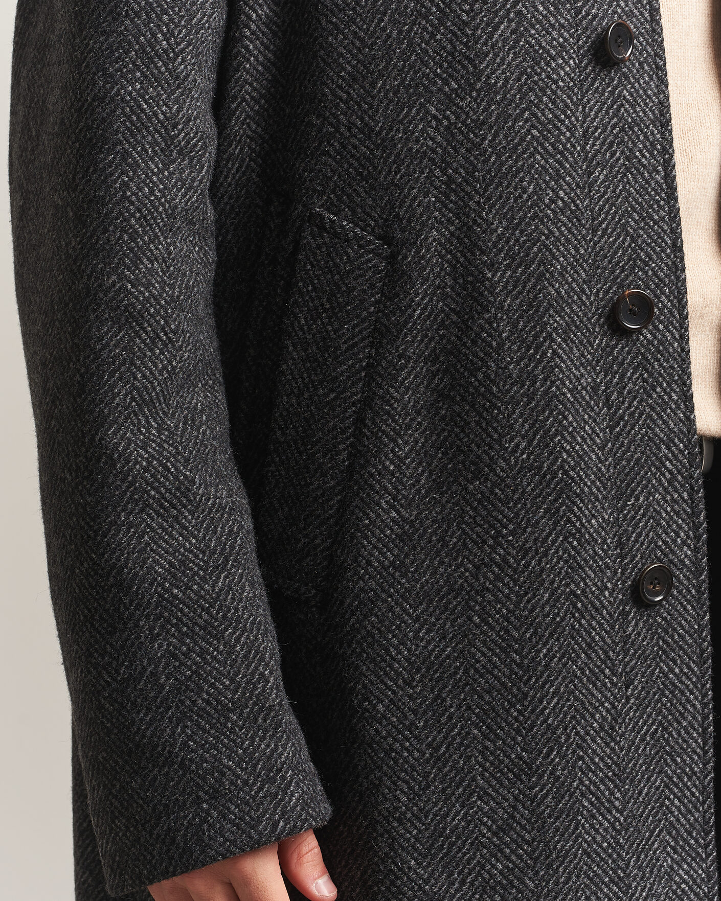 Uomini | Giacche | PS Paul Smith | Wool Herringbone Coat Black