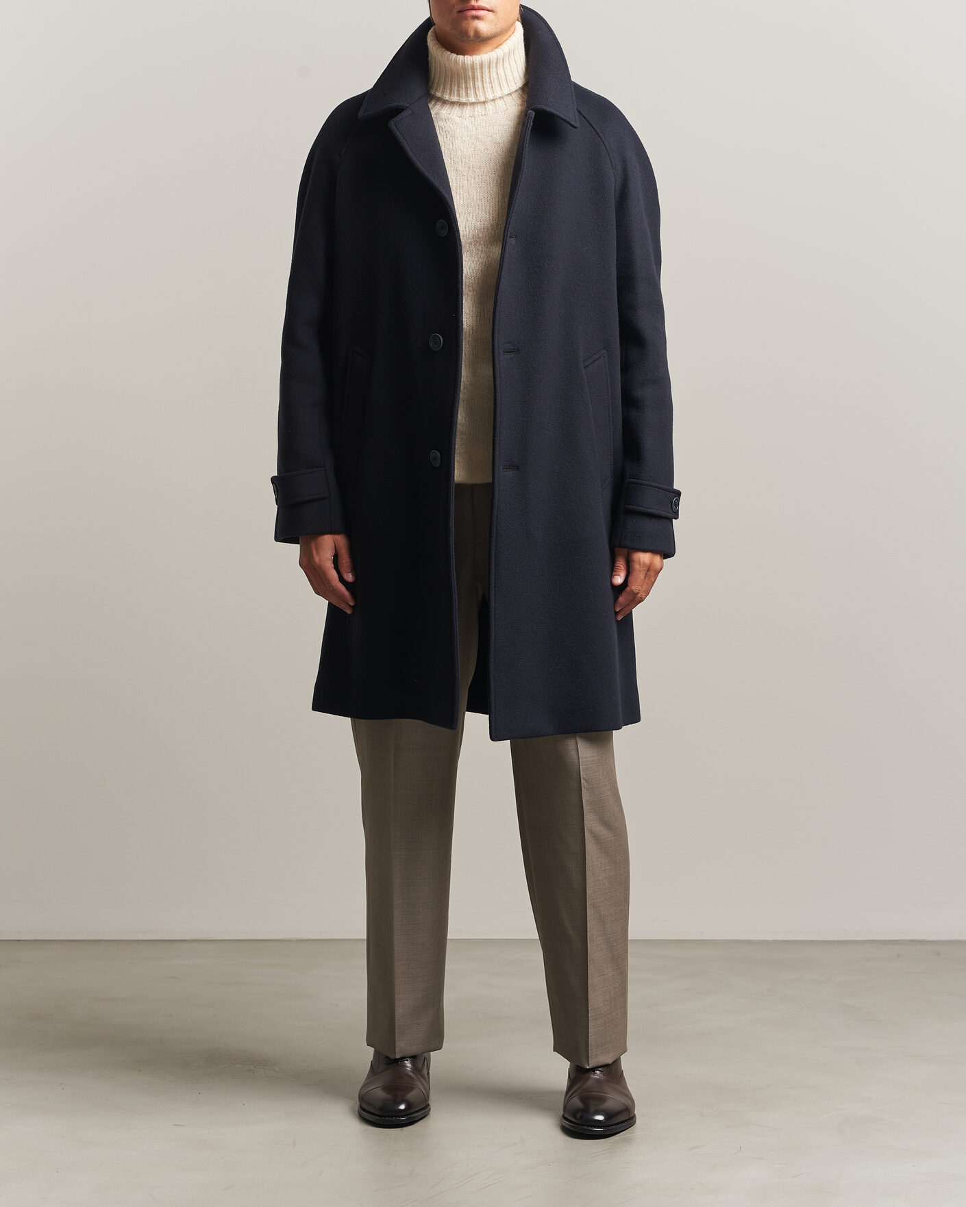 Uomini | Giacche | Herno | Raglan Wool Coat Navy