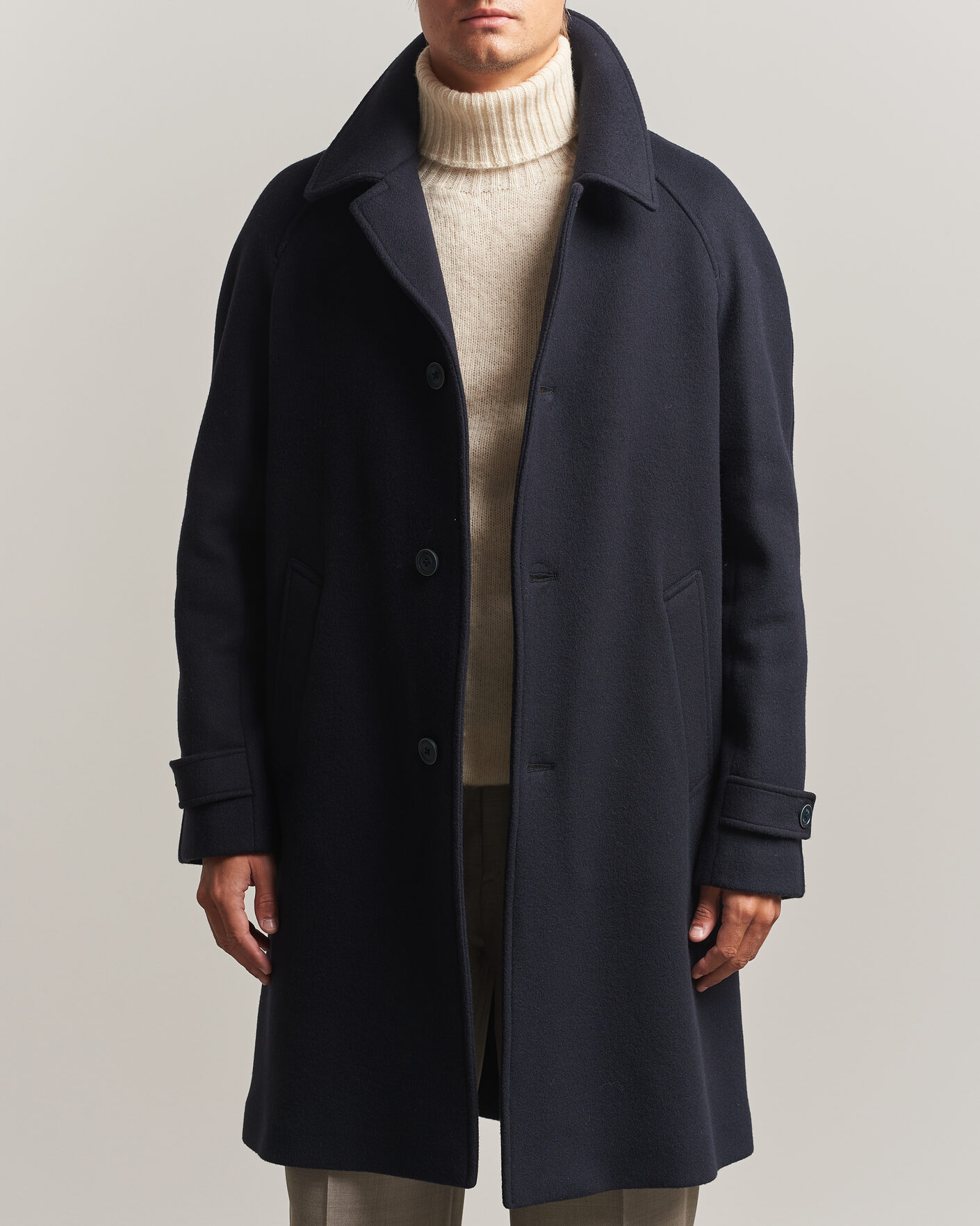 Uomini | Giacche | Herno | Raglan Wool Coat Navy