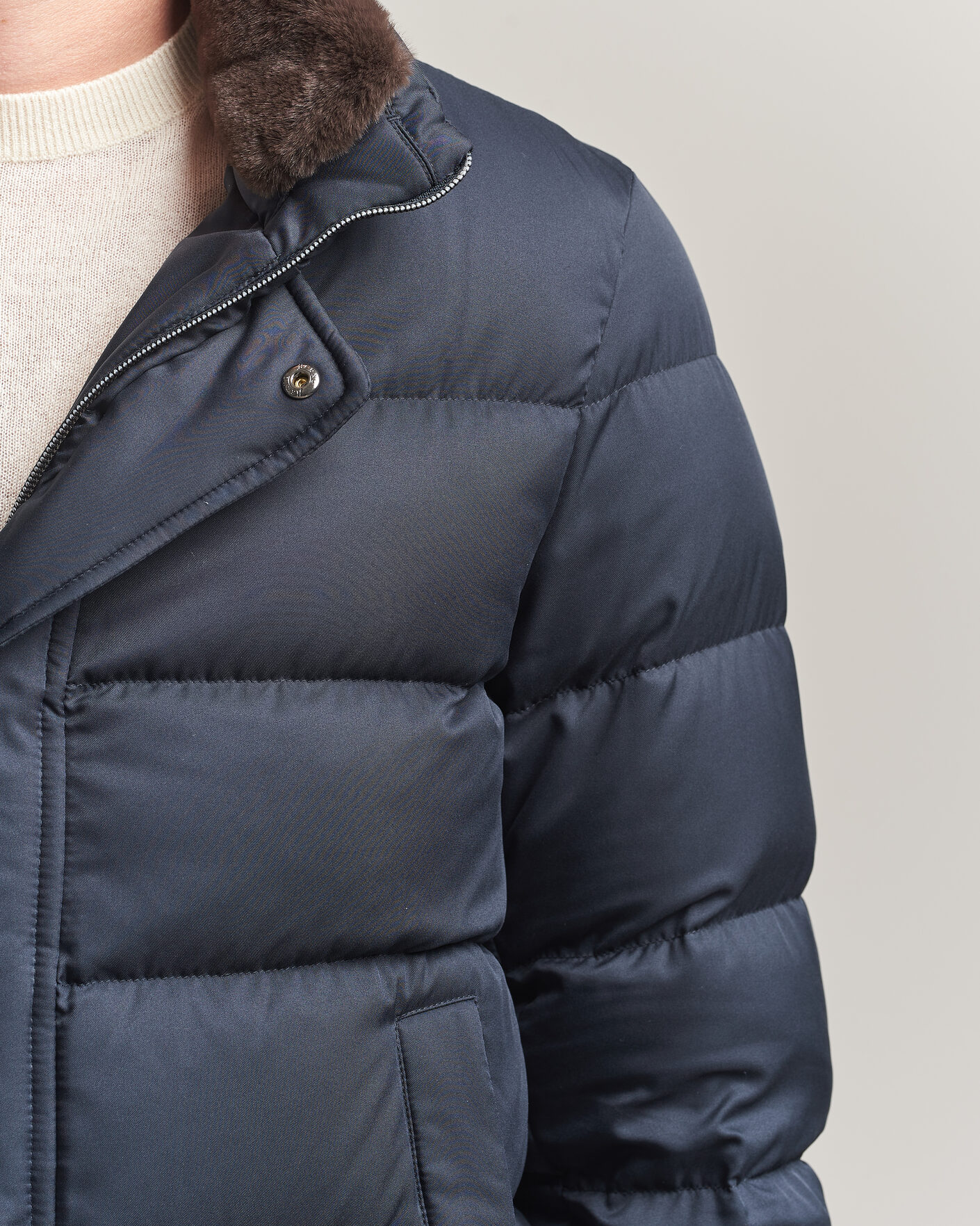 Uomini | Giacche | Herno | Faux Fur Down Jacket Navy