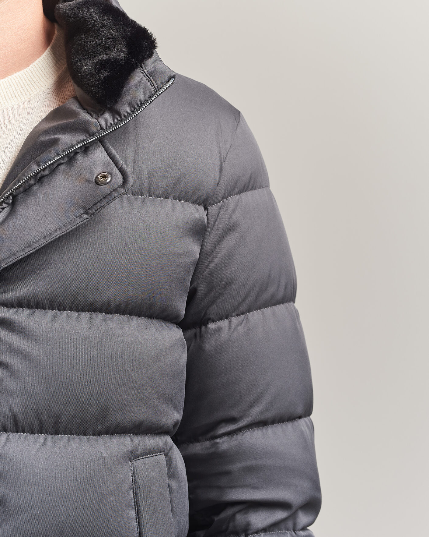 Uomini | Giacche | Herno | Faux Fur Down Jacket Dark Grey