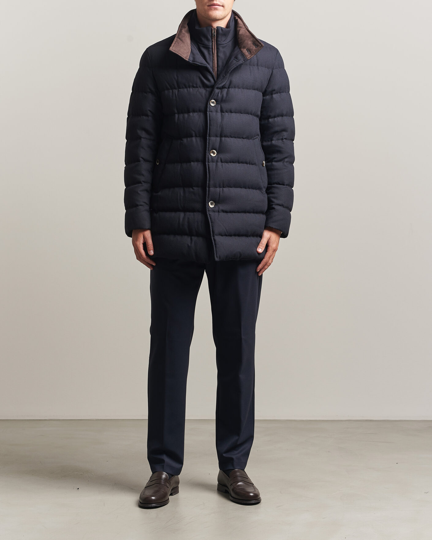 Uomini | Giacche | Herno | Flannel Down Coat Navy