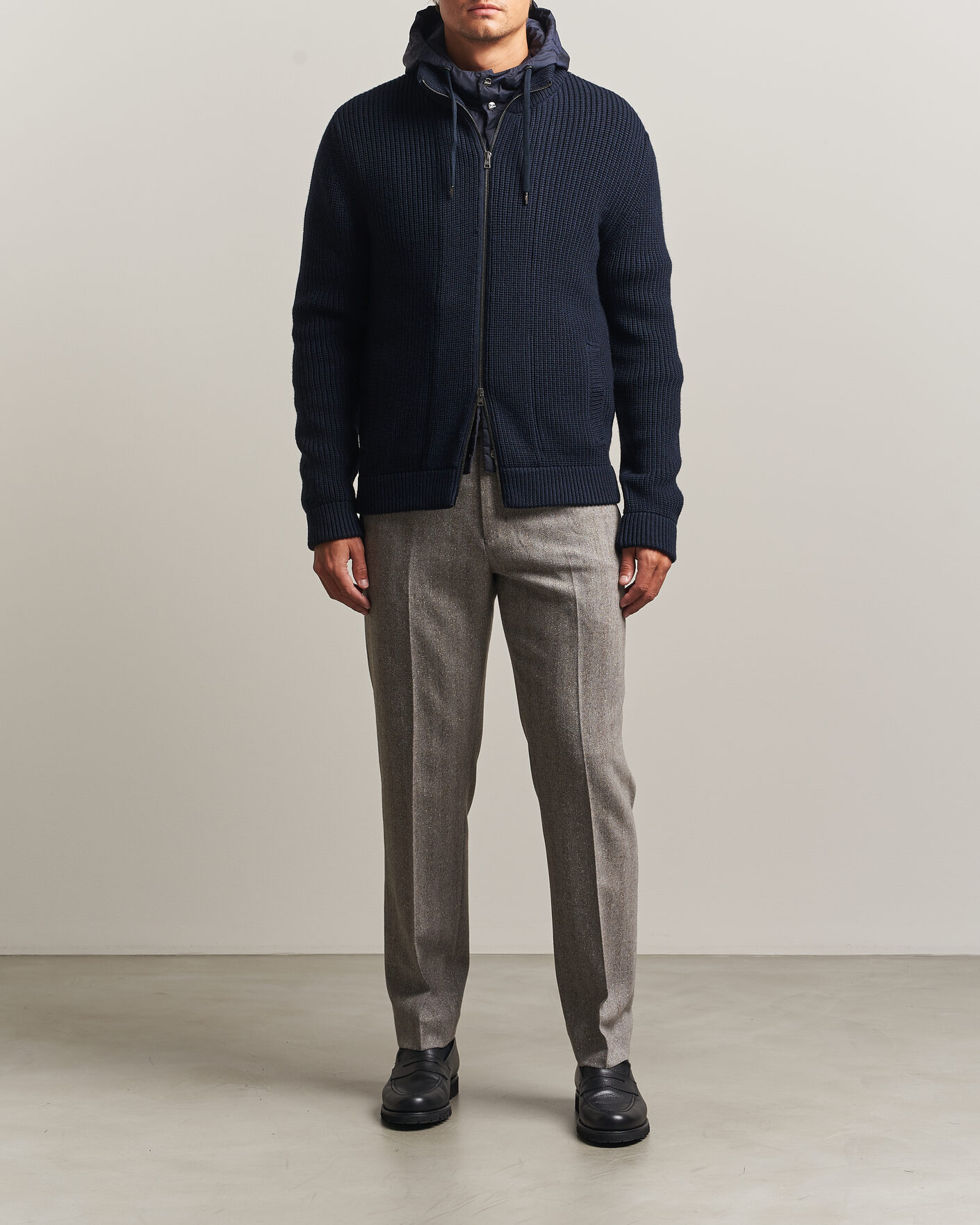 Uomini | Maglieria | Herno | Full Zip Knit Cardigan Navy