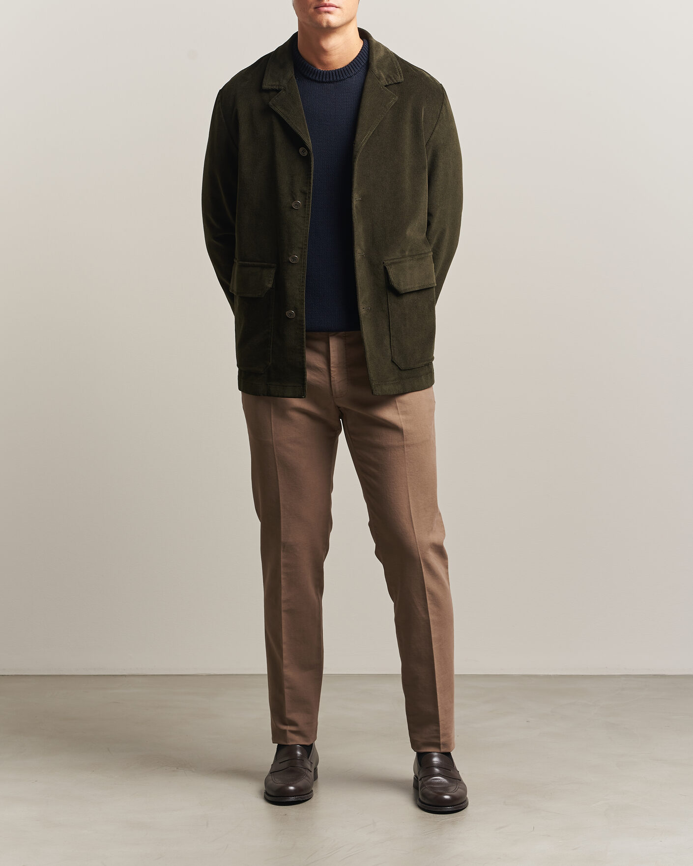 Uomini | Pantaloni | Incotex | Slim Fit Soft Cotton Stretch Chinos Taupe