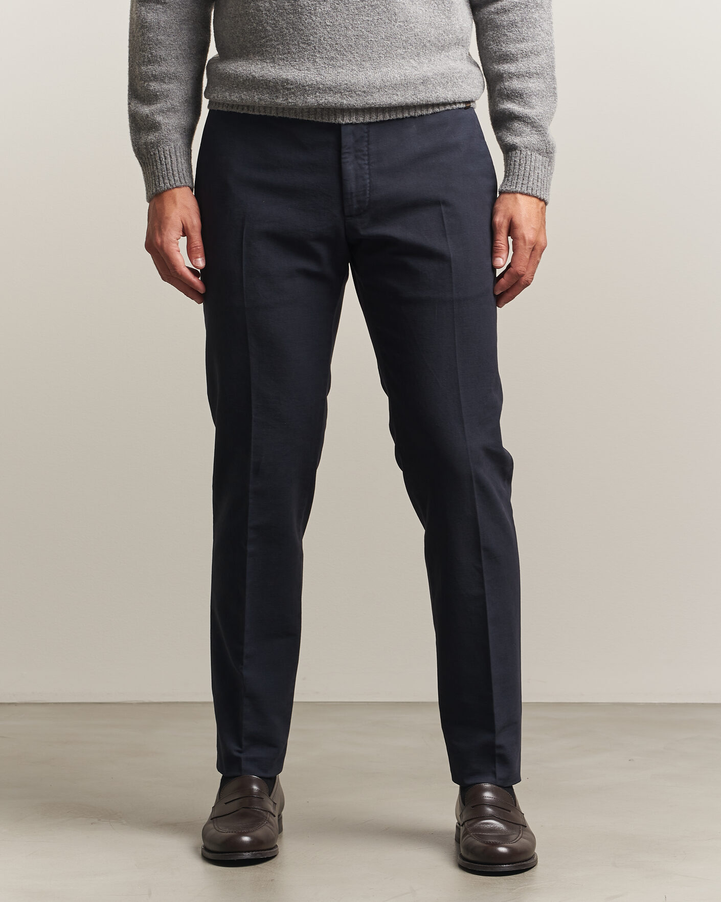 Uomini | Pantaloni | Incotex | Slim Fit Soft Cotton Stretch Chinos Navy