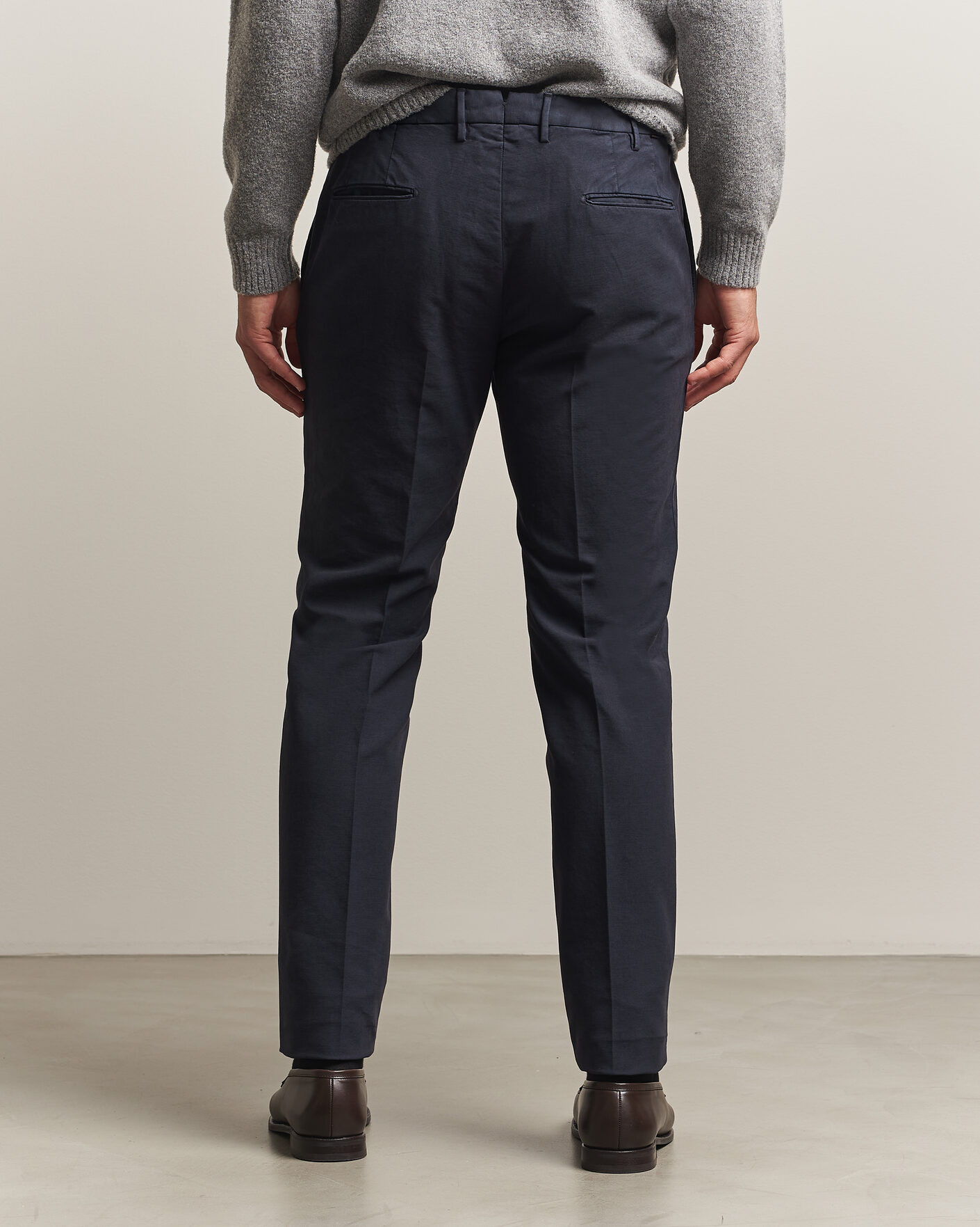 Uomini | Pantaloni | Incotex | Slim Fit Soft Cotton Stretch Chinos Navy