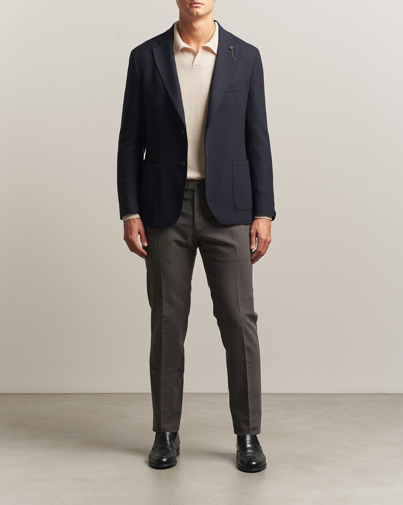 Uomini | Pantaloni | Incotex | Slim Fit Soft Cotton Stretch Chinos Dark Grey