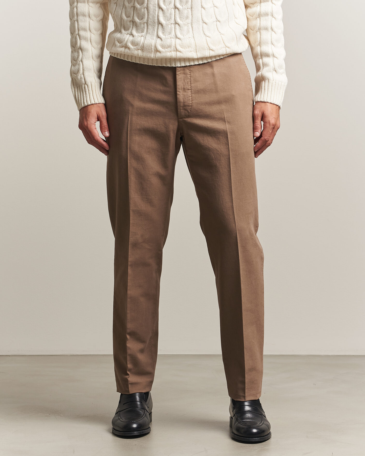 Uomini | Pantaloni | Incotex | Regular Fit Soft Cotton Stretch Chinos Taupe