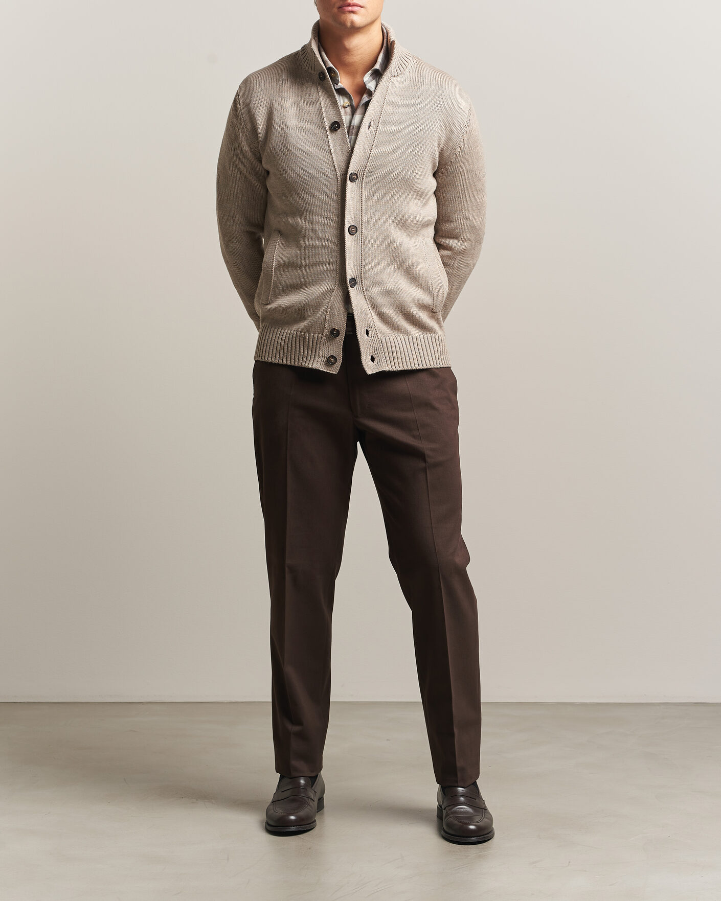 Uomini | Pantaloni | Incotex | Regular Fit Cotton/Cashmere Trousers Military