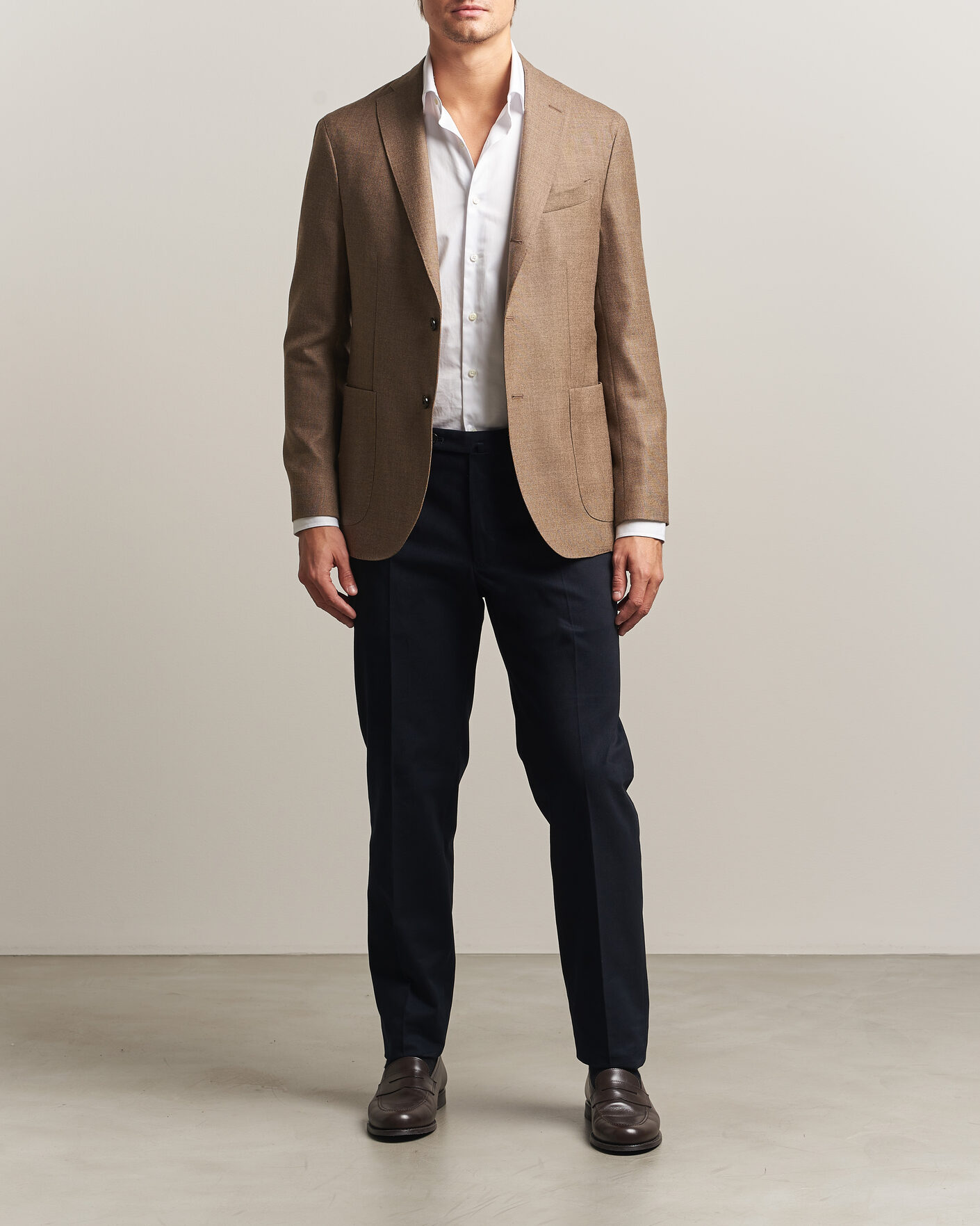 Uomini | Pantaloni | Incotex | Regular Fit Cotton/Cashmere Trousers Navy