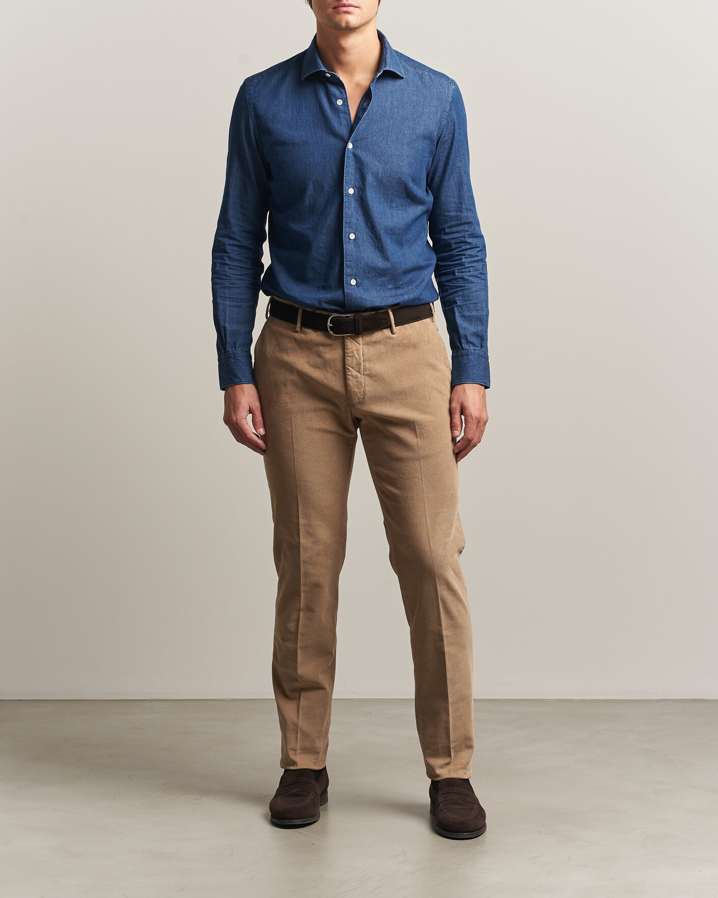 Uomini | Pantaloni | Incotex | Slim Fit Baby Corduroy Trousers Beige