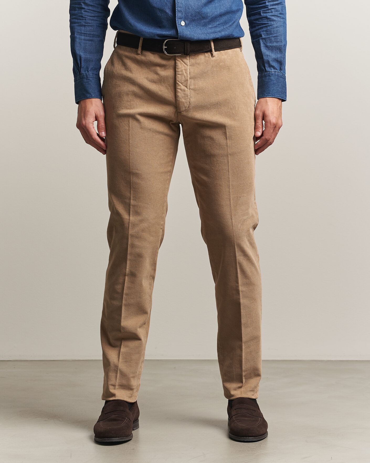 Uomini | Pantaloni | Incotex | Slim Fit Baby Corduroy Trousers Beige
