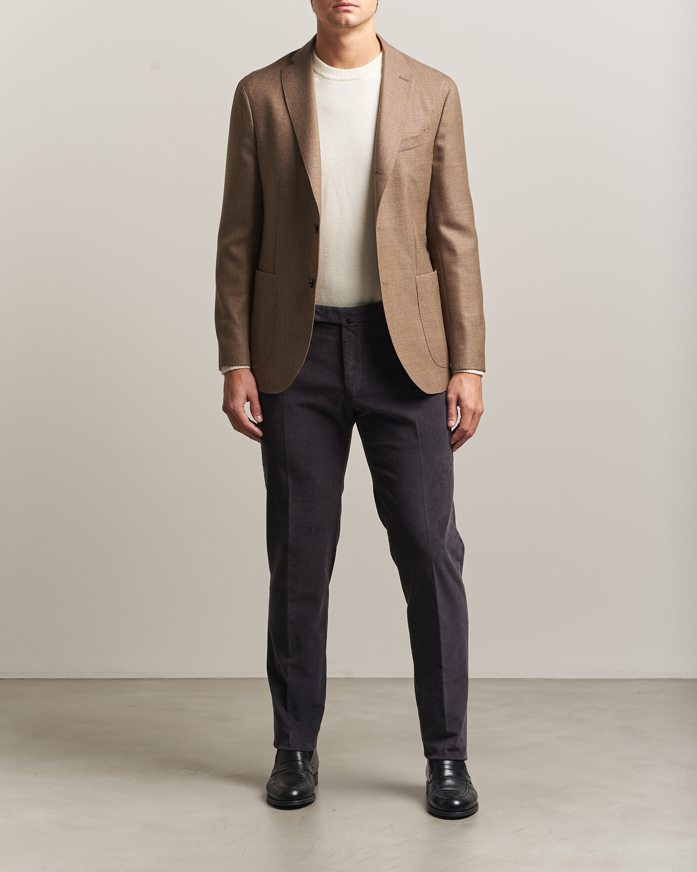 Uomini | Pantaloni | Incotex | Slim Fit Baby Corduroy Trousers Dark Grey