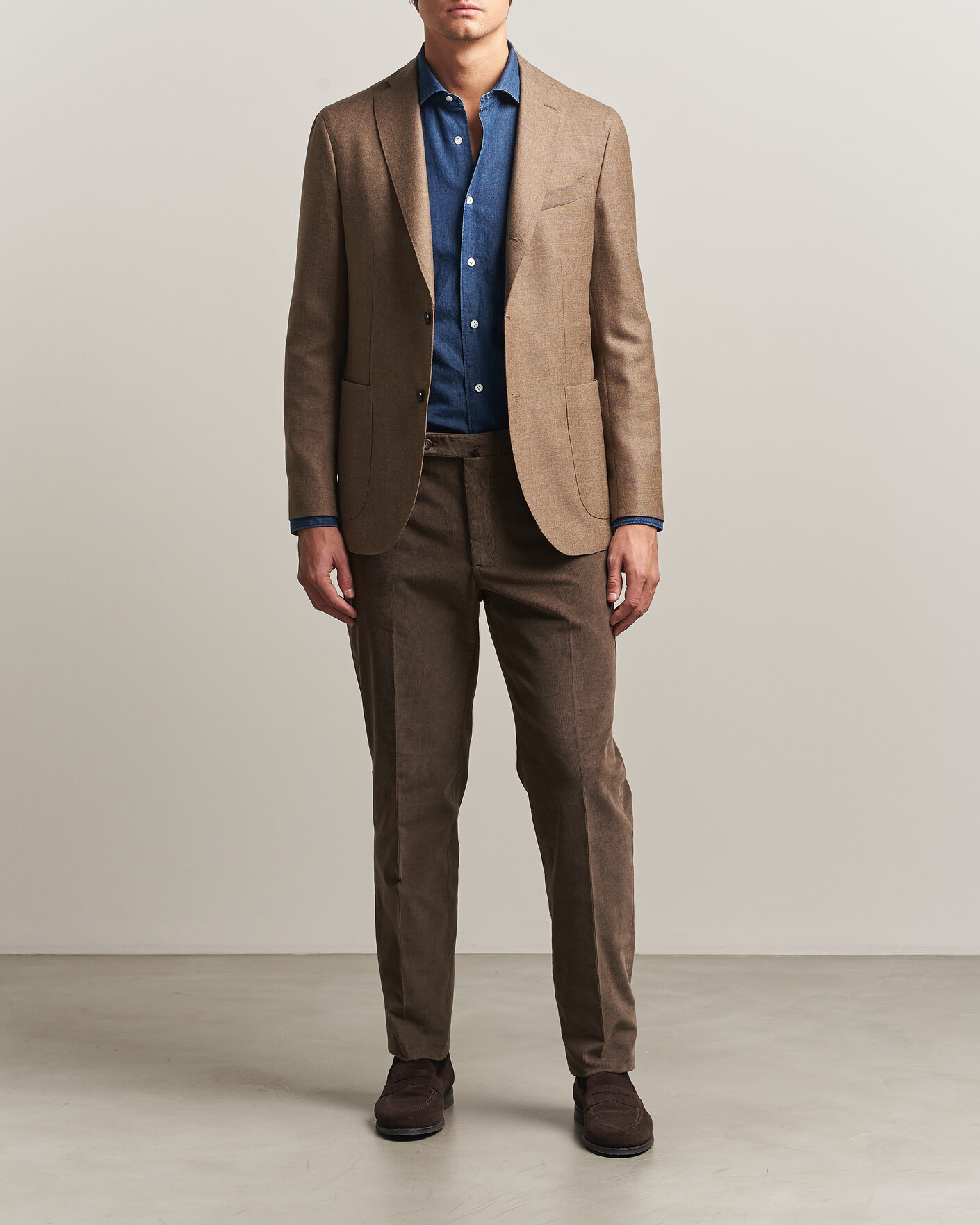 Uomini | Pantaloni | Incotex | Regular Fit Baby Corduroy Trousers Taupe