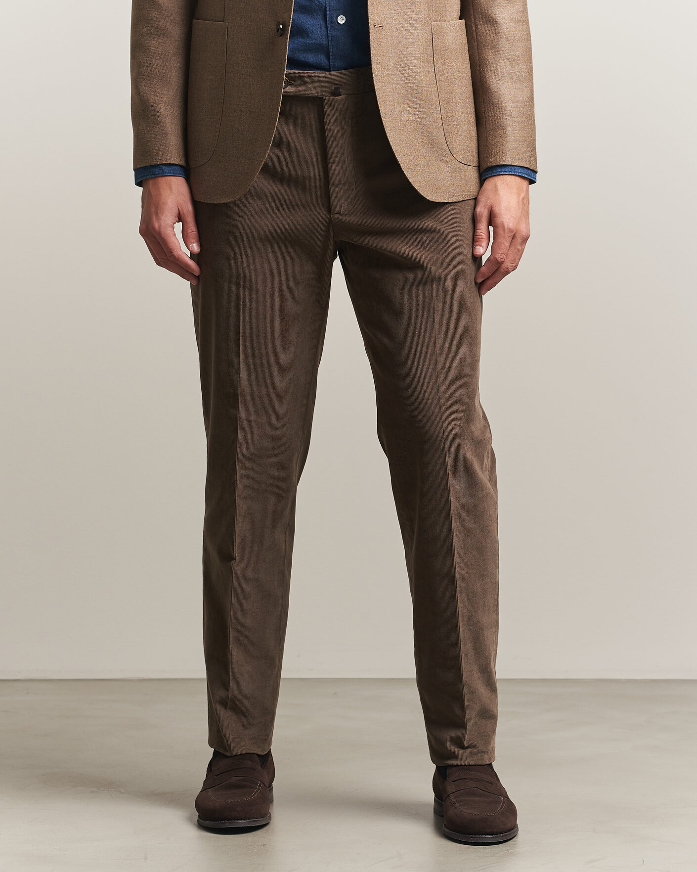 Uomini | Pantaloni | Incotex | Regular Fit Baby Corduroy Trousers Taupe