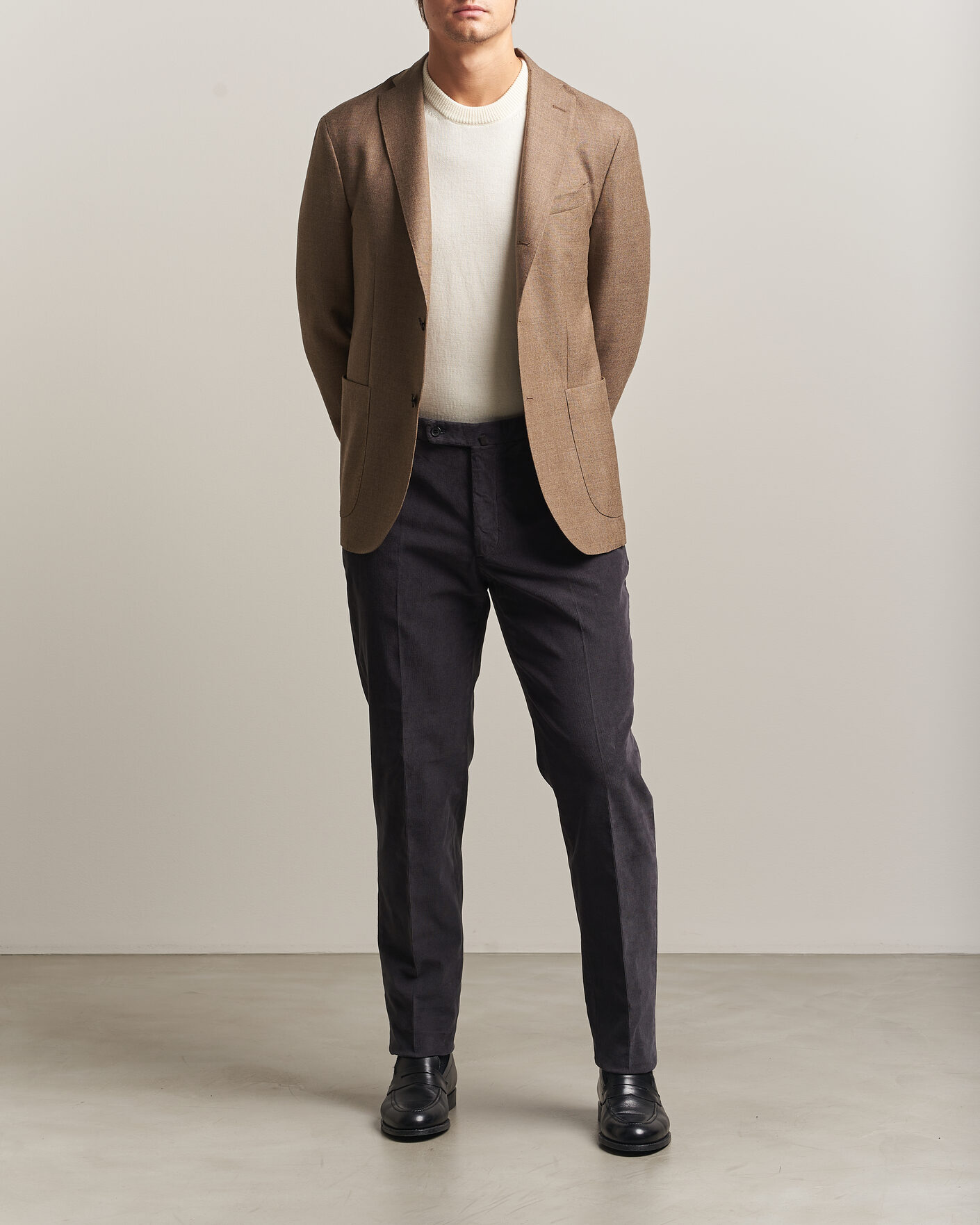 Uomini | Pantaloni | Incotex | Regular Fit Baby Corduroy Trousers Dark Grey