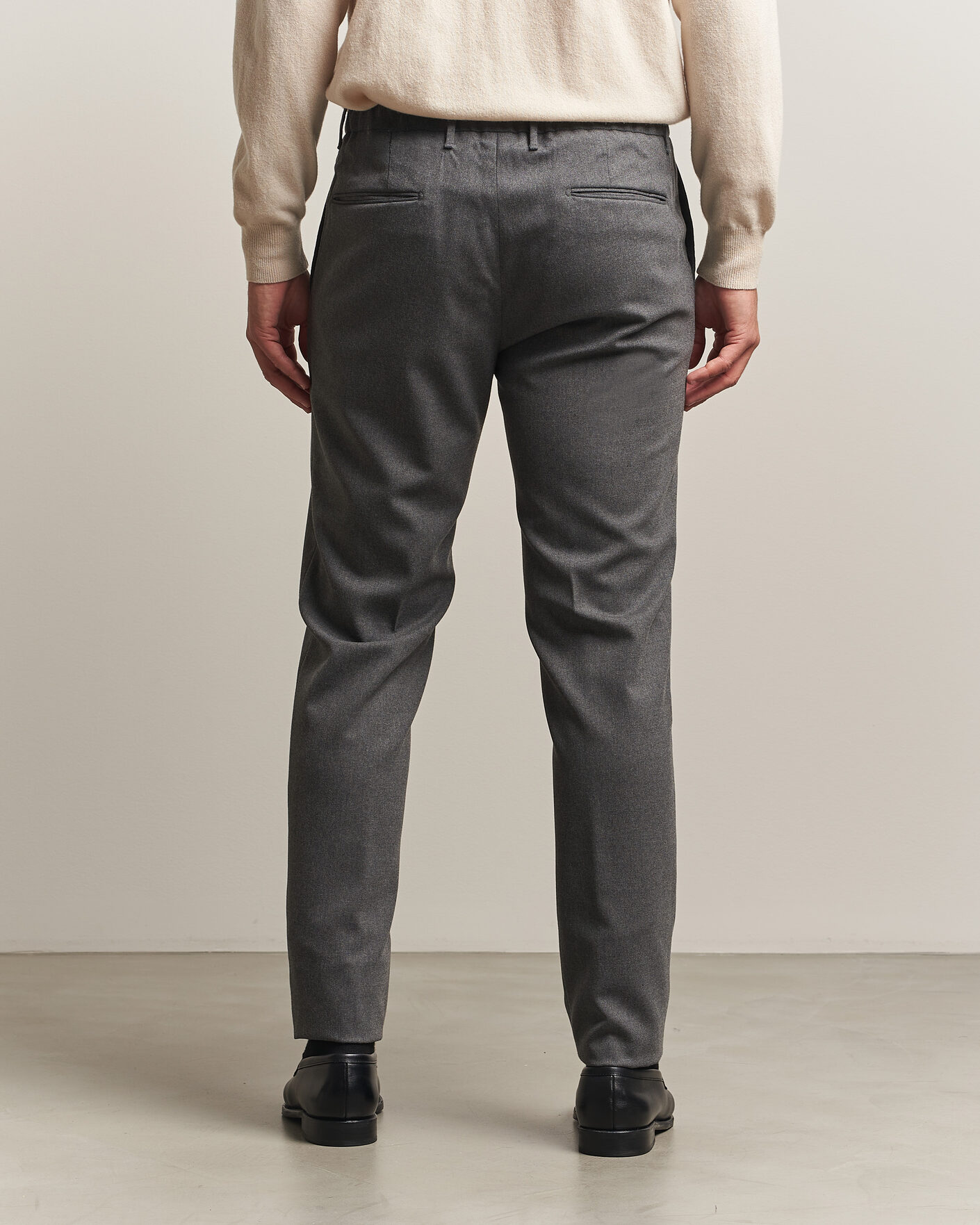 Uomini | Pantaloni | Incotex | Slim Fit Washable Flannel Trousers Grey Melange