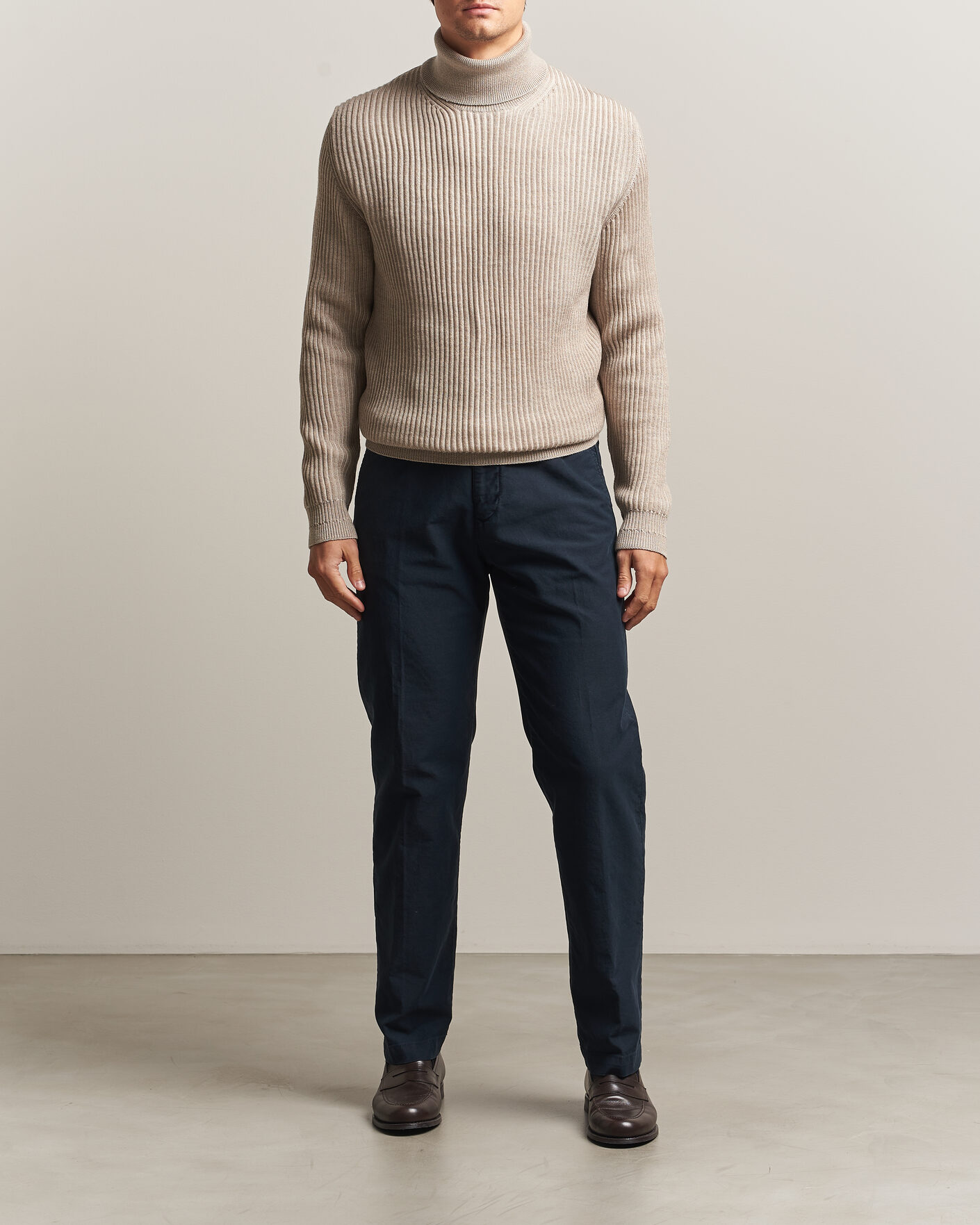 Uomini | Pantaloni | Incotex | Regular Fit Garment Dyed Slacks Navy