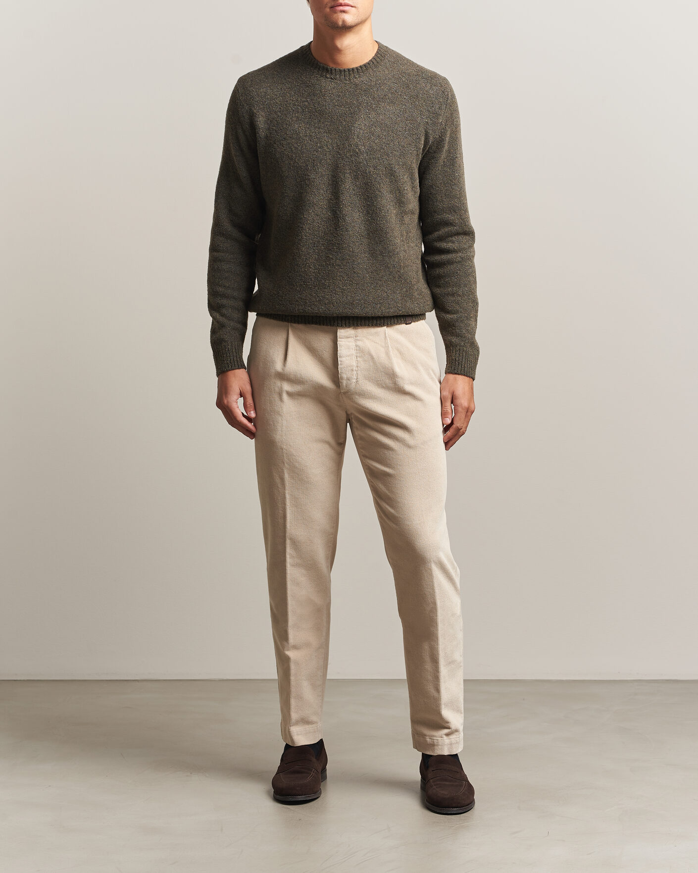 Uomini | Pantaloni | Incotex | Regular Fit Washed Corduroy Slacks Off White