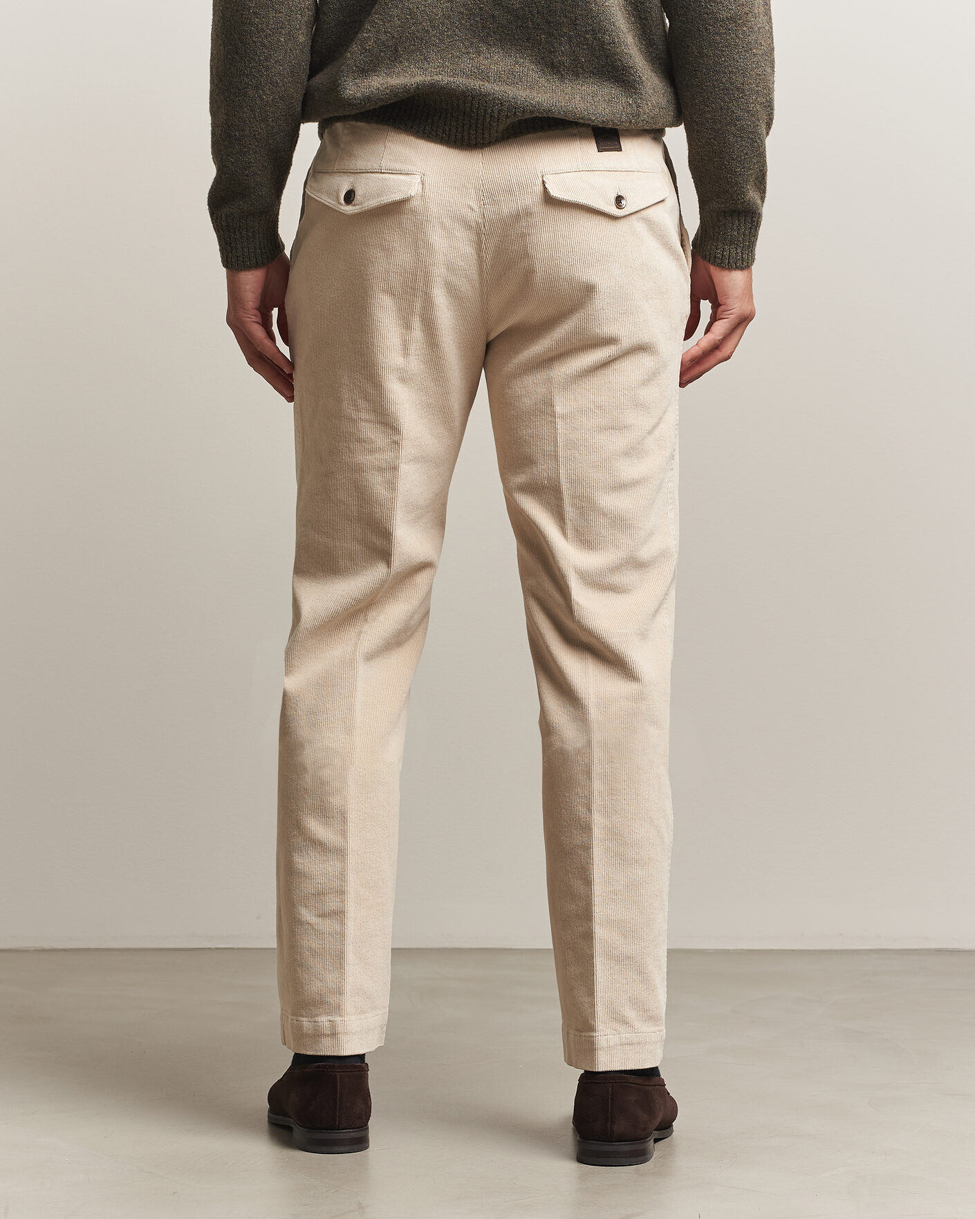 Uomini | Pantaloni | Incotex | Regular Fit Washed Corduroy Slacks Off White