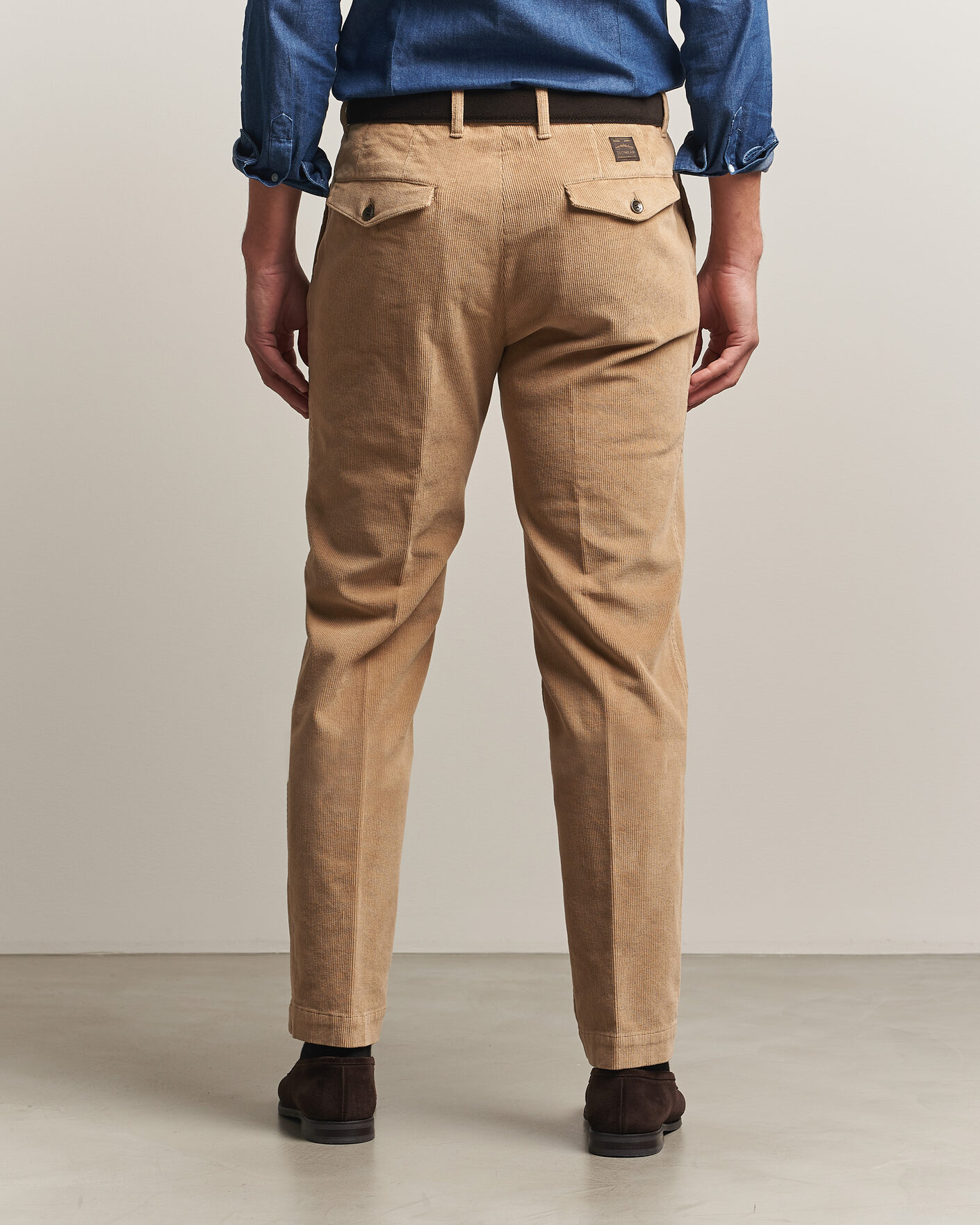 Uomini | Pantaloni | Incotex | Regular Fit Washed Corduroy Slacks Khaki
