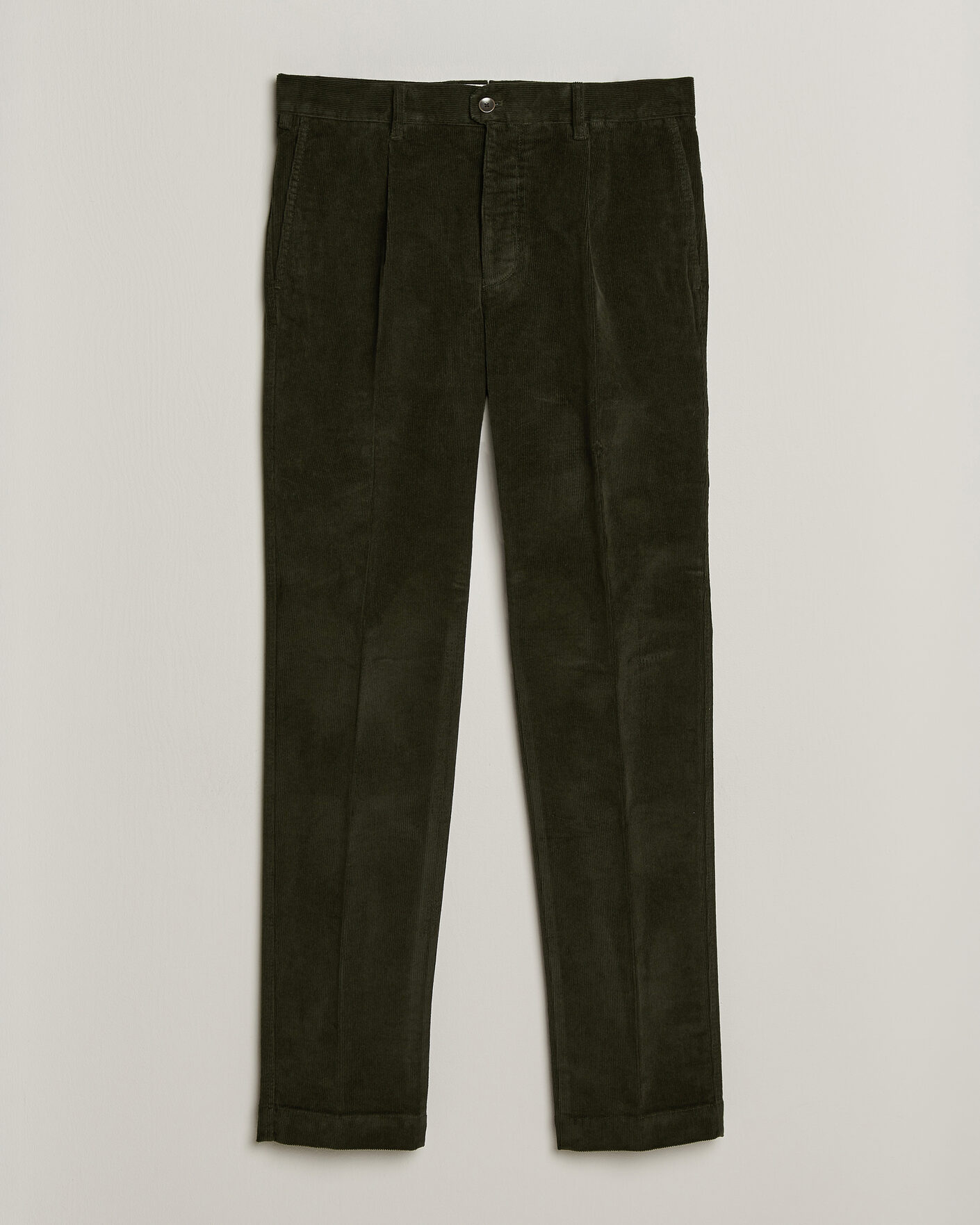 Uomini | Pantaloni | Incotex | Regular Fit Washed Corduroy Slacks Forest Green