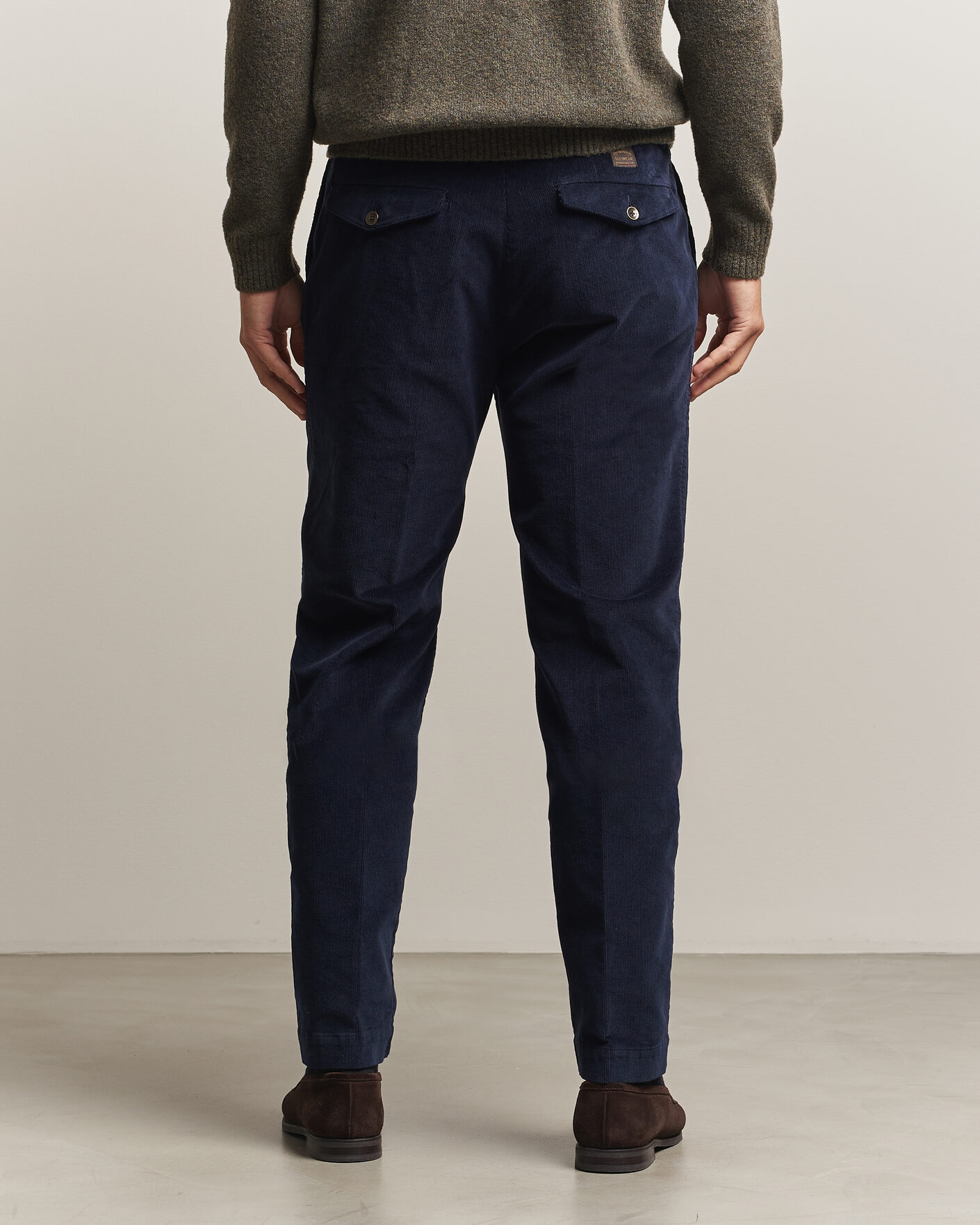 Uomini | Pantaloni | Incotex | Regular Fit Washed Corduroy Slacks Navy