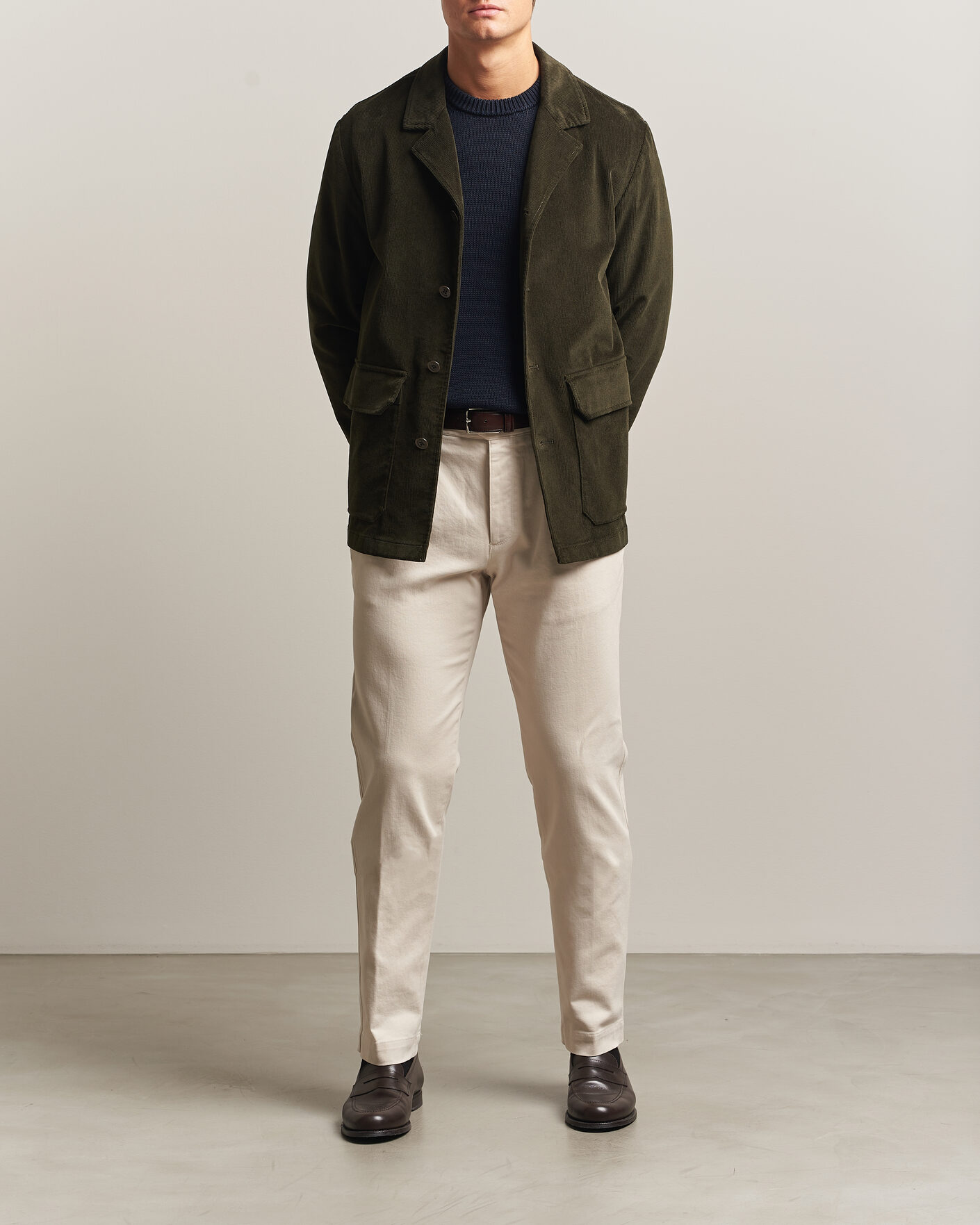 Uomini | Blazers | Incotex | Corduroy Sports Jacket Forest Green