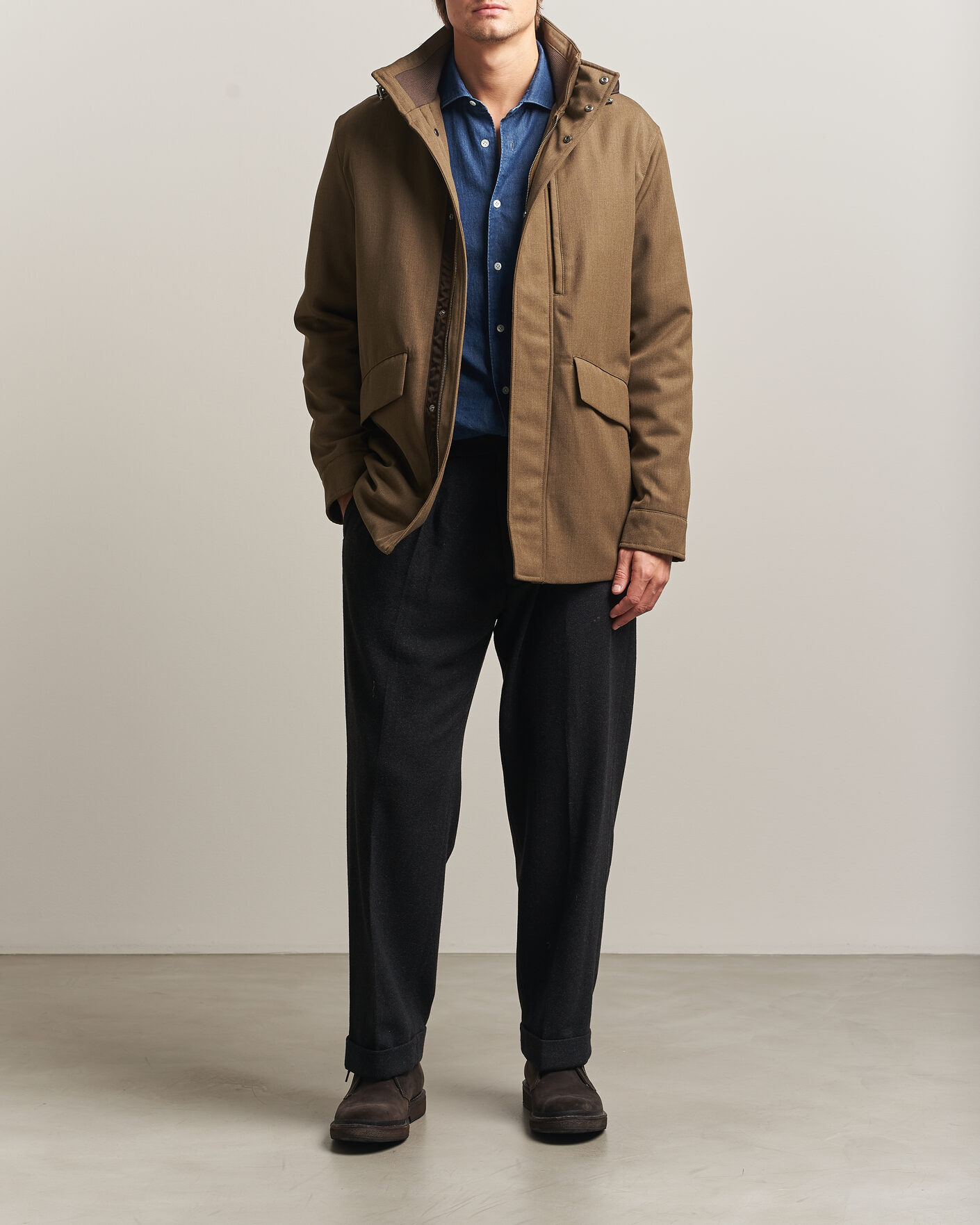Uomini | Giacche | Incotex | Water Repellent Rain Caban Country Green